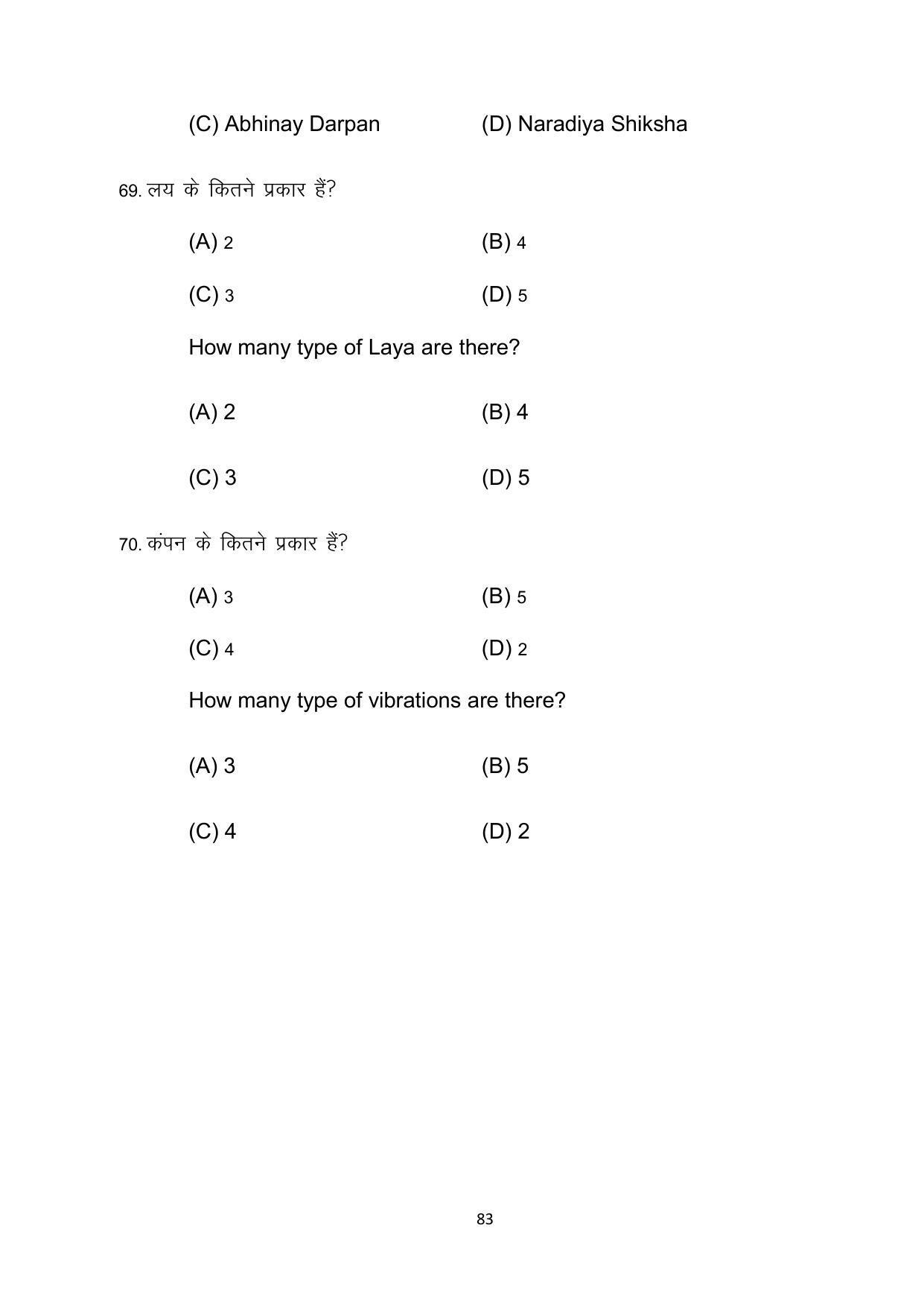 Bihar Board 10th Model Paper 2022 -Dance (Opt) - Page 83
