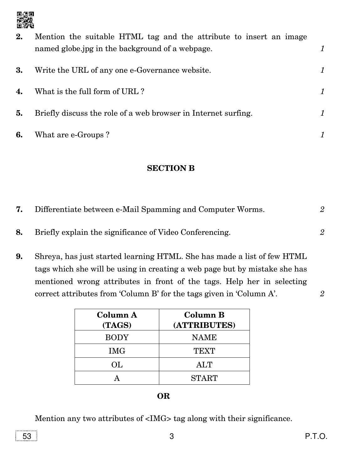 CBSE Class 10 53 FOUNDATION OF INFORMATION TECHNOLOGY 2019 Question Paper - Page 3