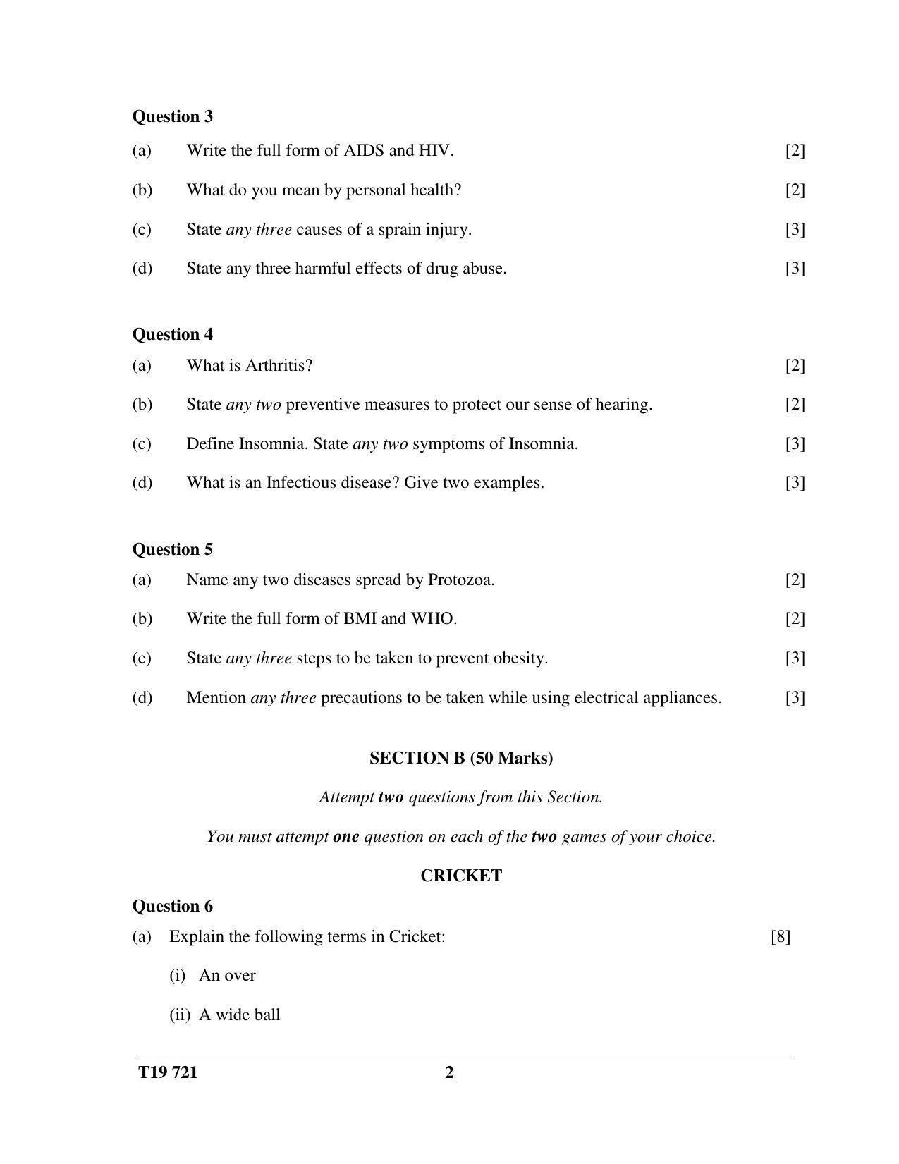 ICSE Class 10 Physical Education 2019 Question Paper - Page 2