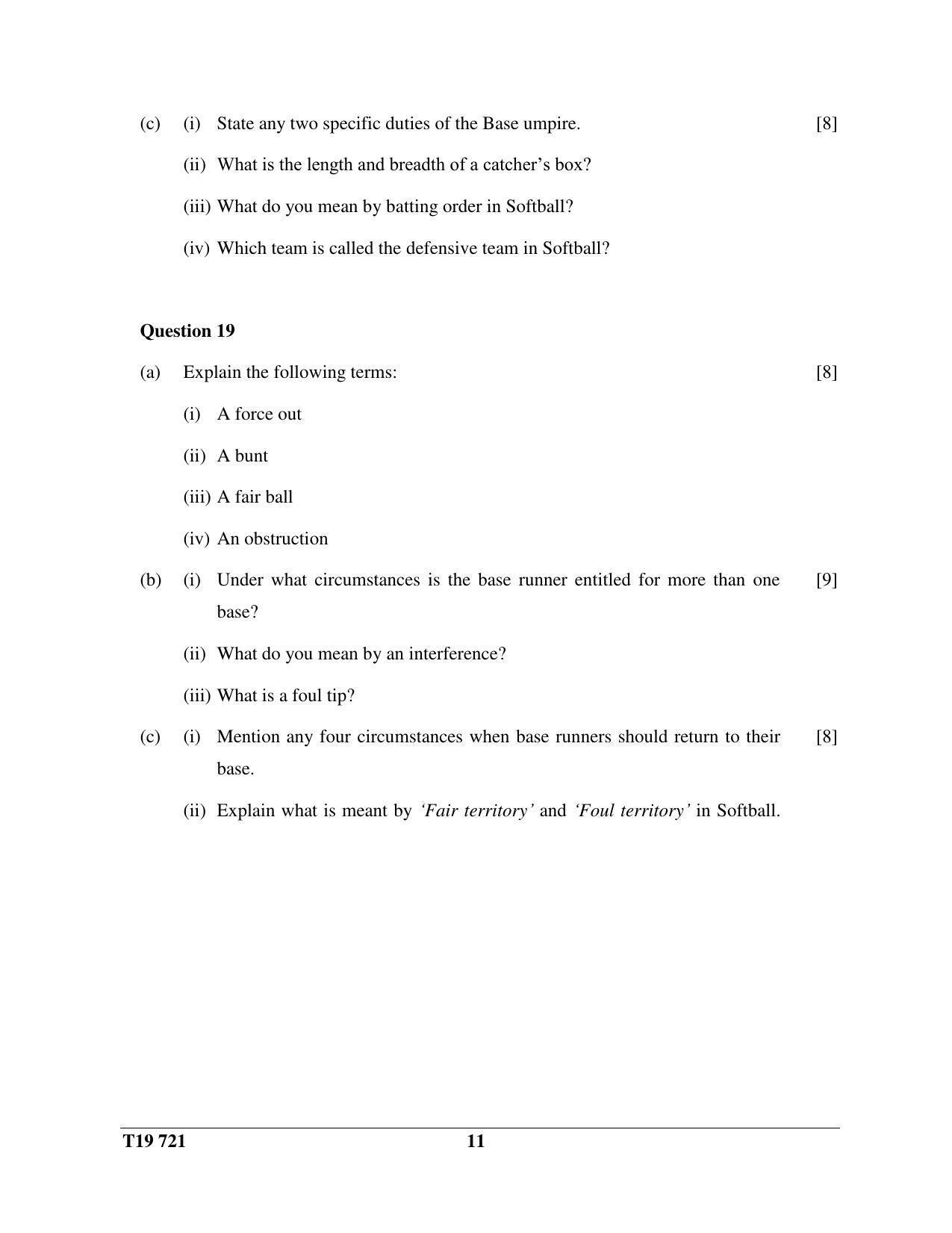 ICSE Class 10 Physical Education 2019 Question Paper - Page 11