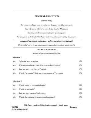 ICSE Class 10 Physical Education 2019 Question Paper