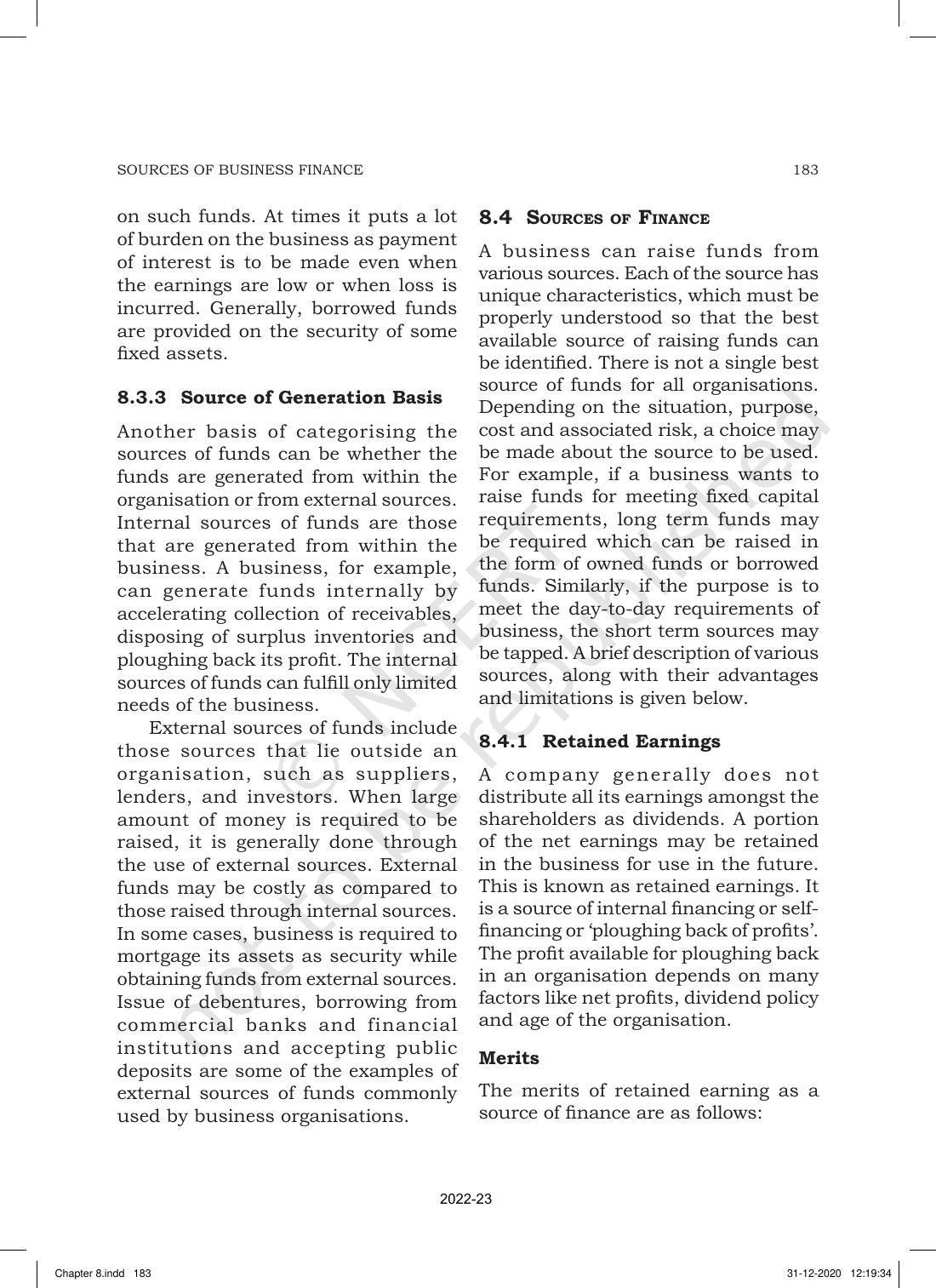NCERT Book for Class 11 Business Studies Chapter 8 Sources of Business Finance - Page 6