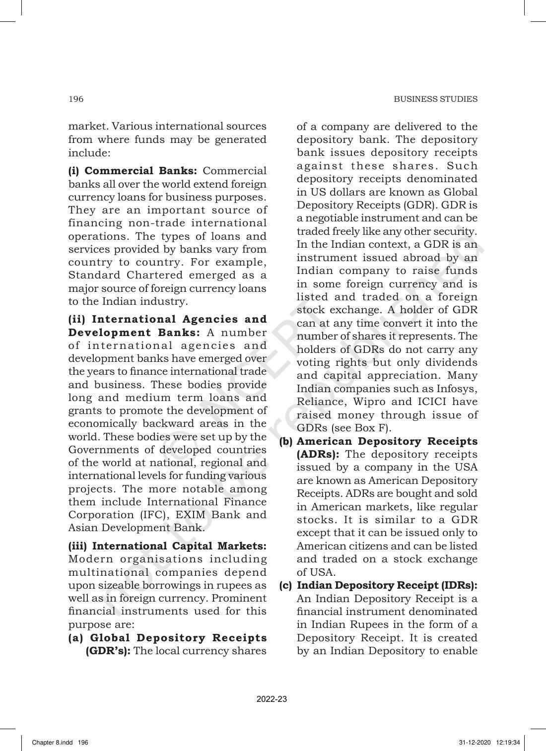 NCERT Book for Class 11 Business Studies Chapter 8 Sources of Business Finance - Page 19