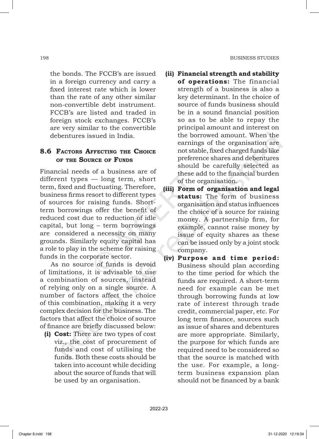 NCERT Book for Class 11 Business Studies Chapter 8 Sources of Business Finance - Page 21