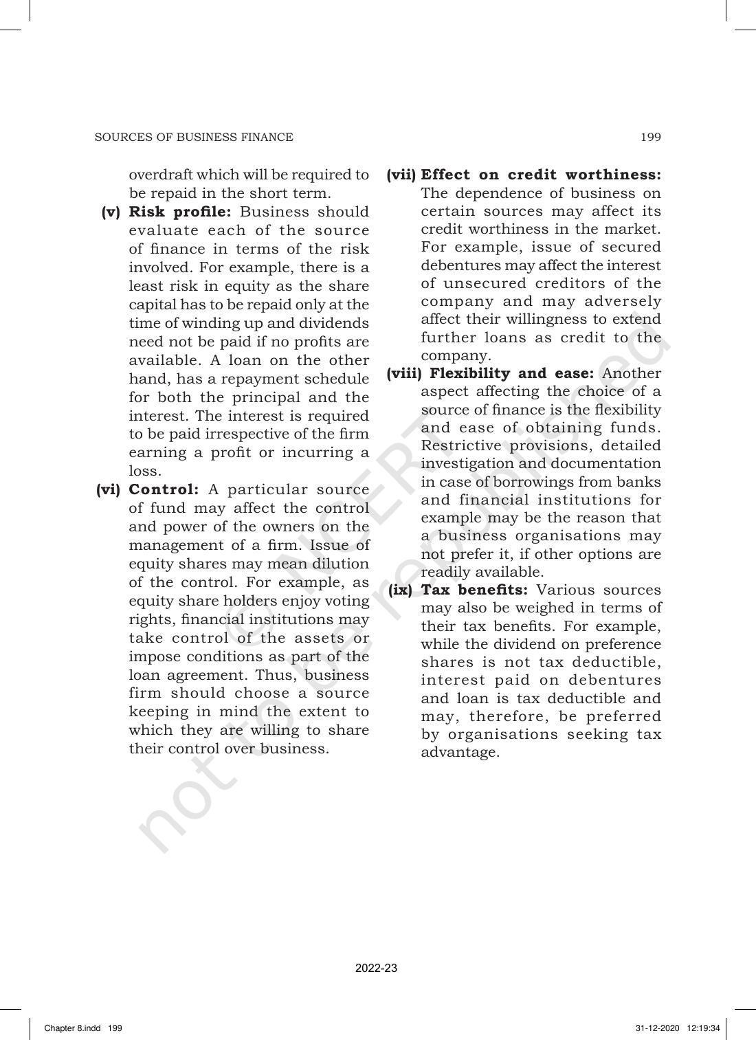 NCERT Book for Class 11 Business Studies Chapter 8 Sources of Business Finance - Page 22