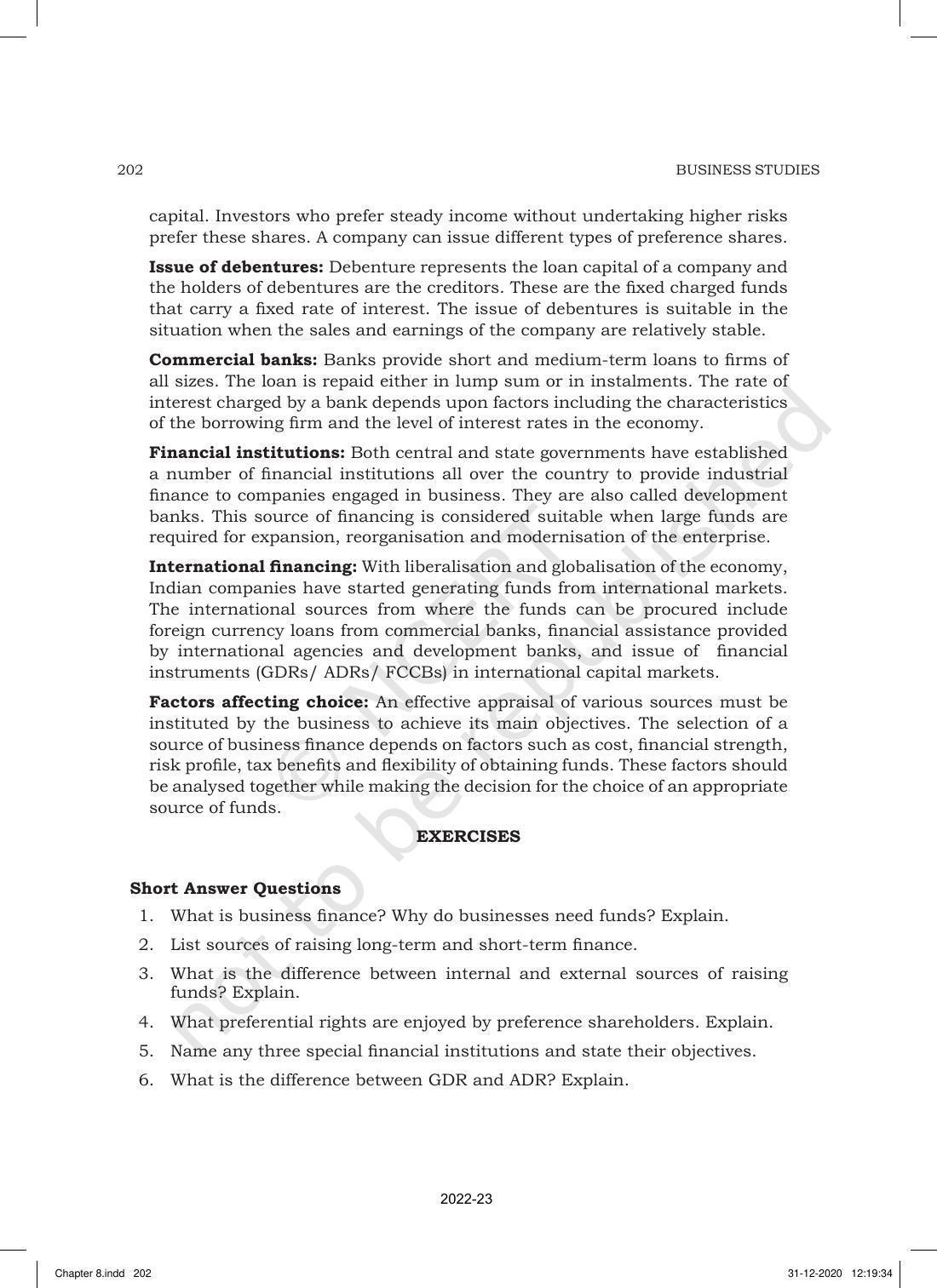 NCERT Book for Class 11 Business Studies Chapter 8 Sources of Business Finance - Page 25