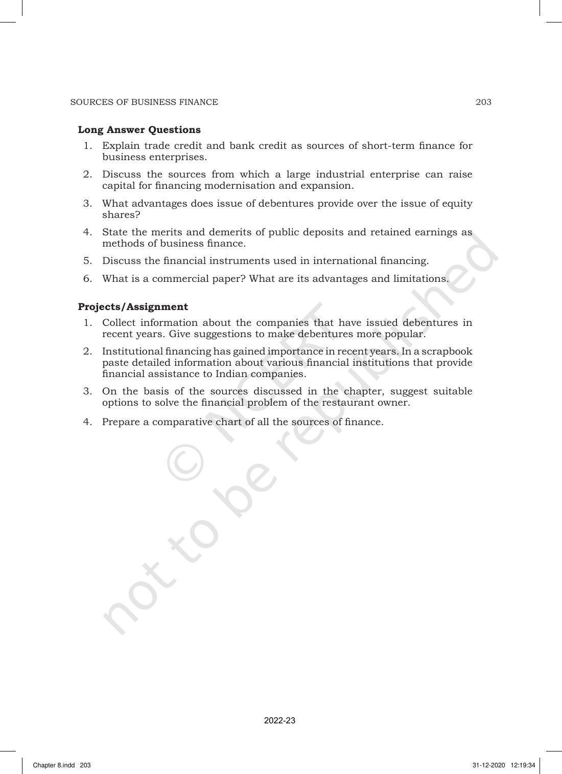 NCERT Book for Class 11 Business Studies Chapter 8 Sources of Business Finance - Page 26