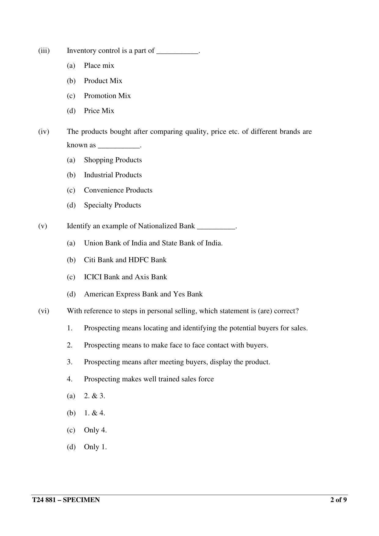ICSE Class 10 2024 Commercial Applications Sample Paper - Page 2