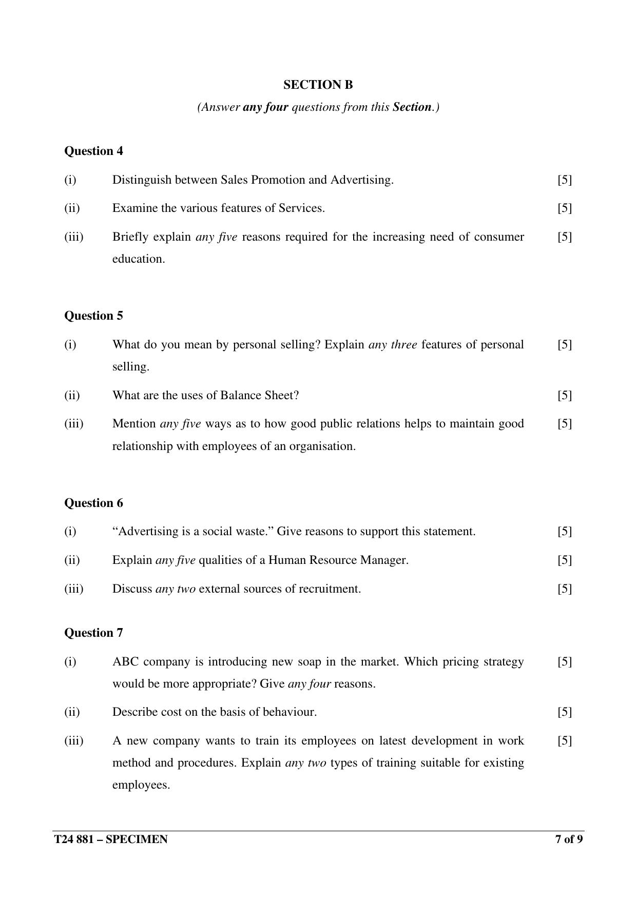 ICSE Class 10 2024 Commercial Applications Sample Paper - Page 7