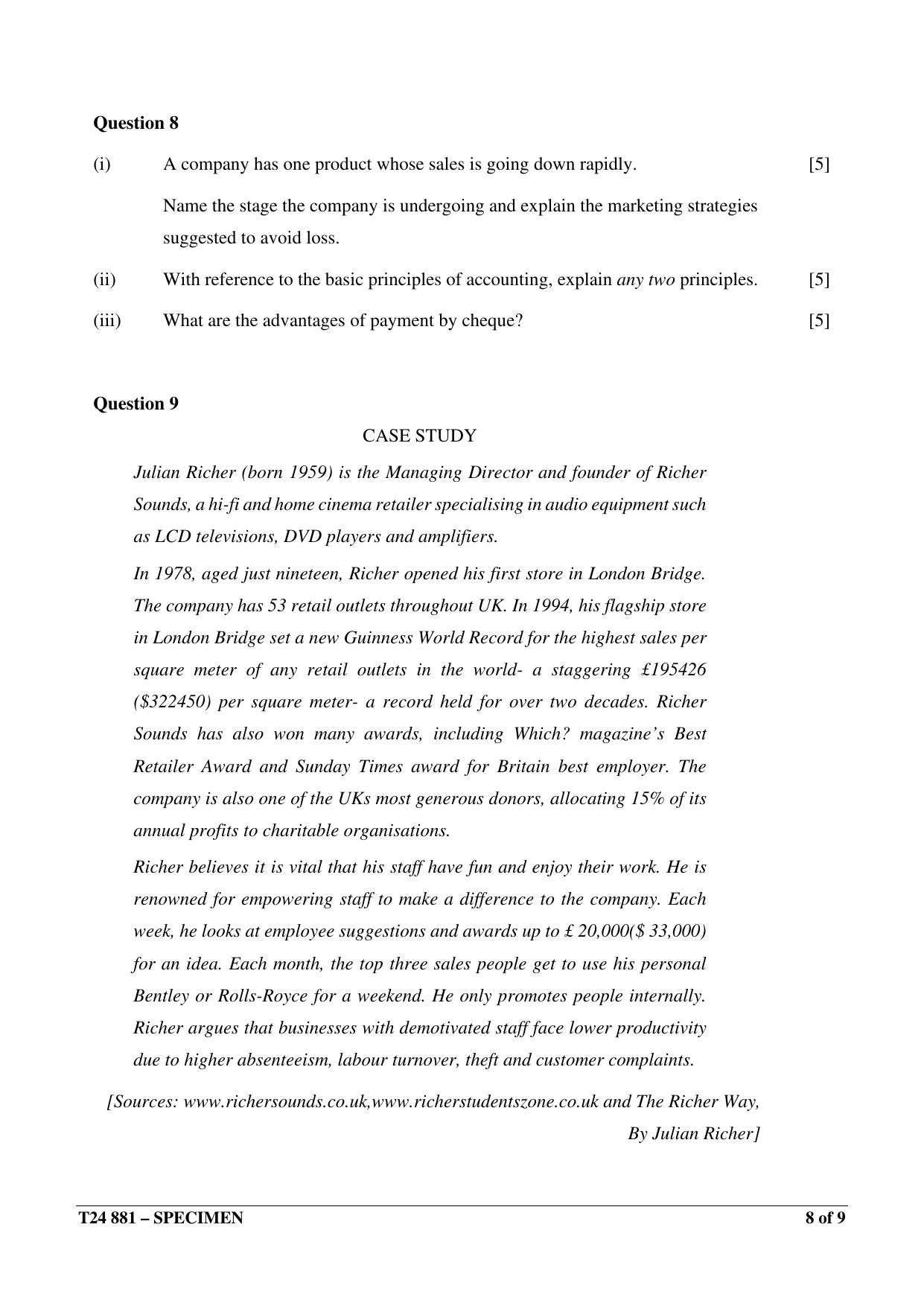 ICSE Class 10 2024 Commercial Applications Sample Paper - Page 8
