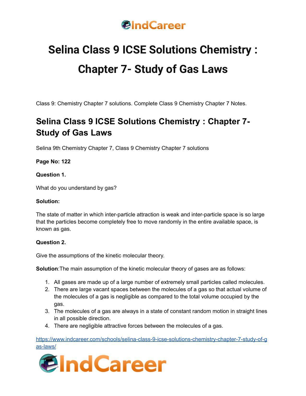 Selina Class 9 ICSE Solutions Chemistry : Chapter 7- Study of Gas Laws - Page 2