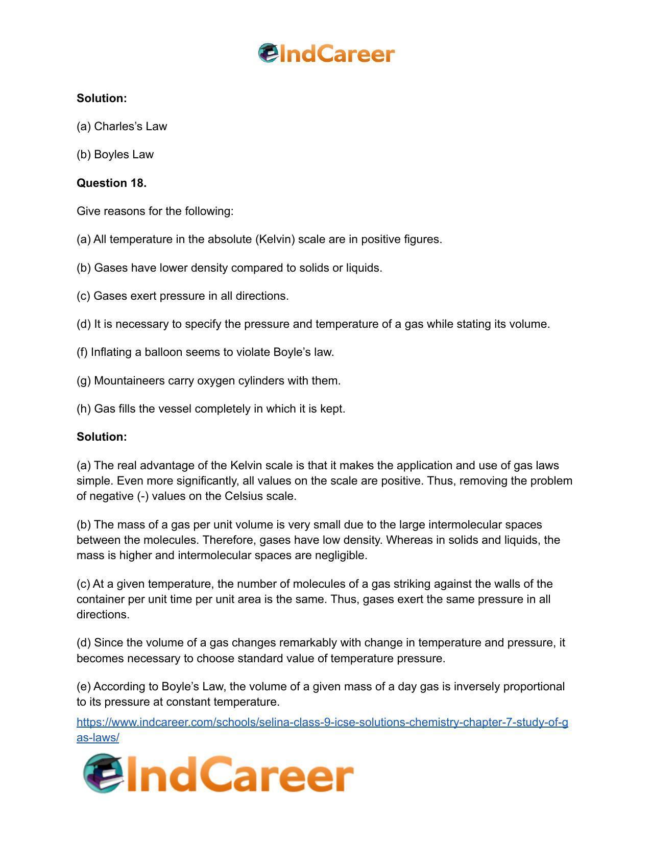 Selina Class 9 ICSE Solutions Chemistry : Chapter 7- Study of Gas Laws - Page 15