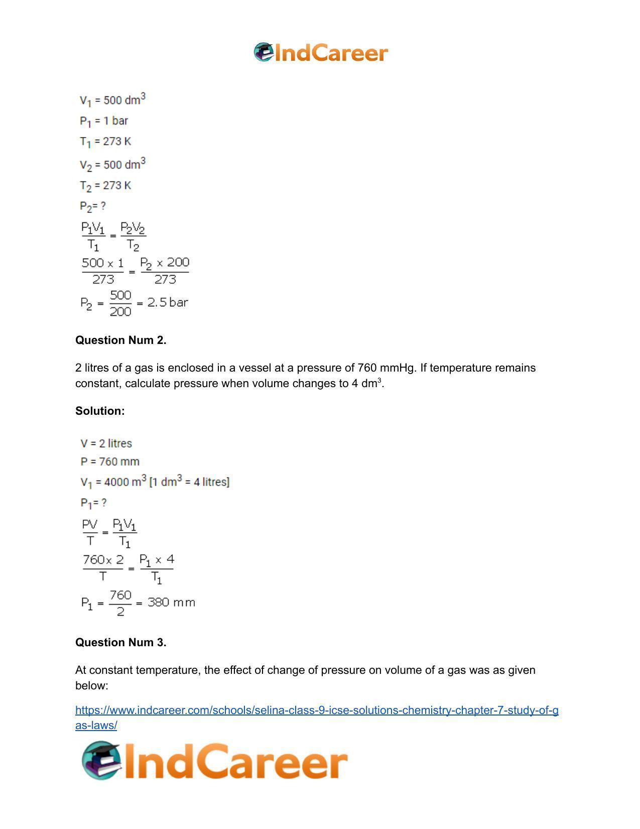 Selina Class 9 ICSE Solutions Chemistry : Chapter 7- Study of Gas Laws - Page 22
