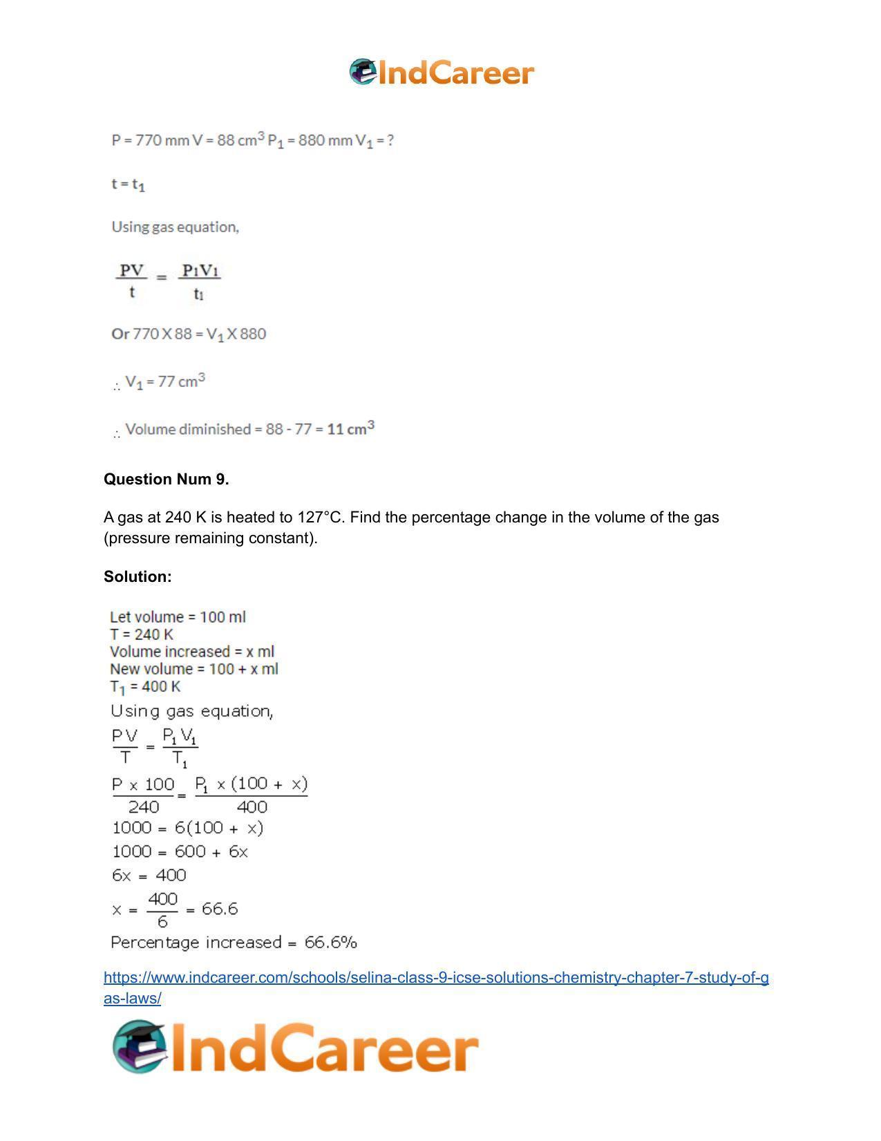 Selina Class 9 ICSE Solutions Chemistry : Chapter 7- Study of Gas Laws - Page 29