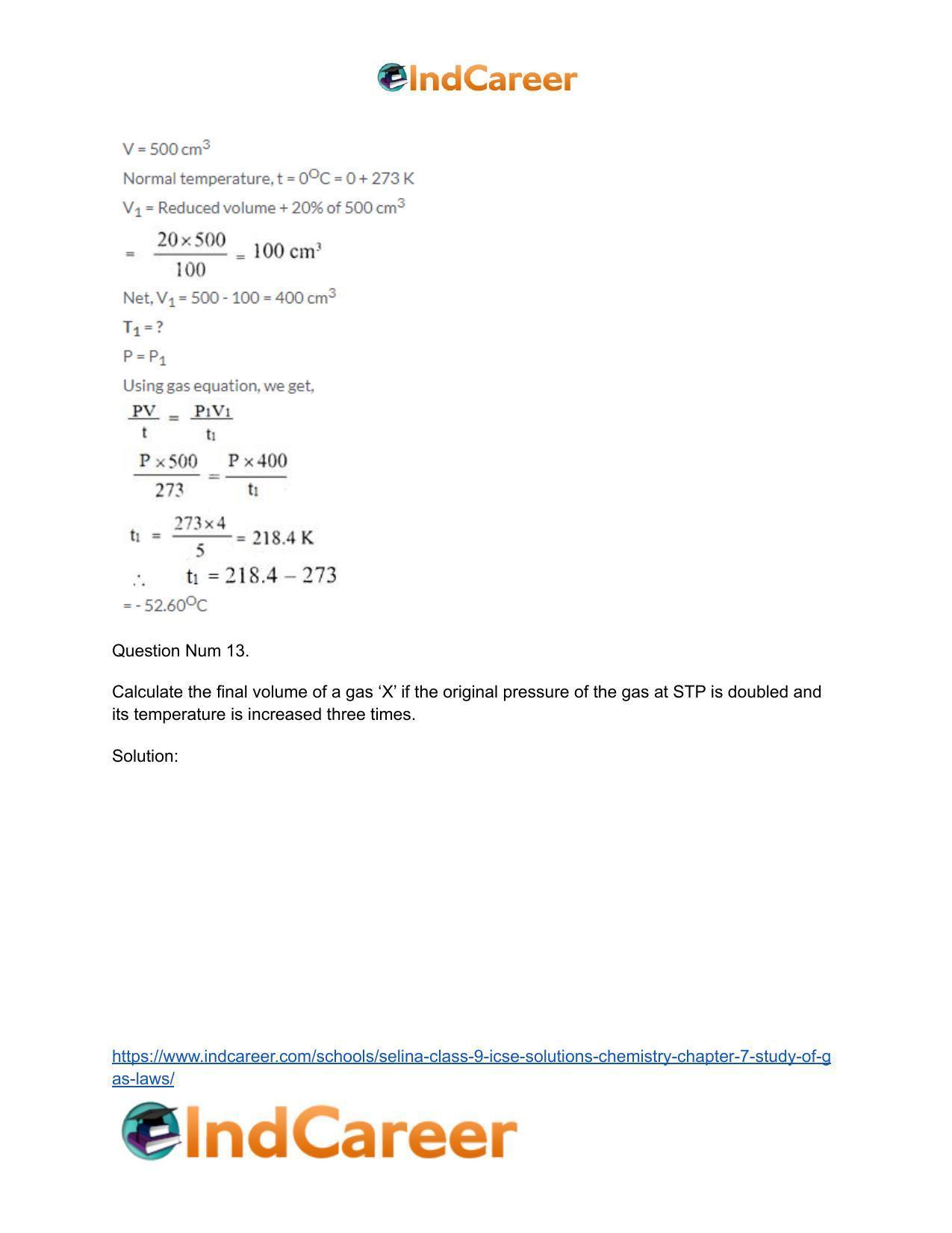 Selina Class 9 ICSE Solutions Chemistry : Chapter 7- Study of Gas Laws - Page 33