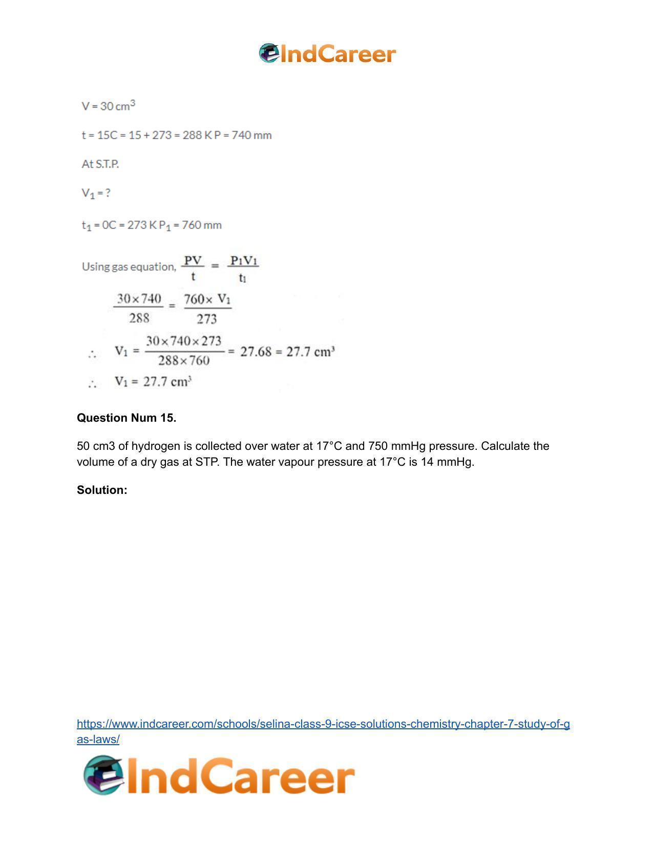 Selina Class 9 ICSE Solutions Chemistry : Chapter 7- Study of Gas Laws - Page 35