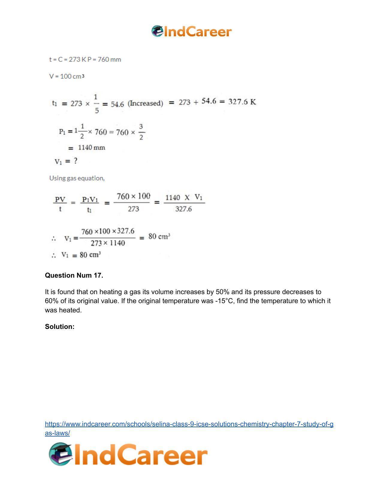 Selina Class 9 ICSE Solutions Chemistry : Chapter 7- Study of Gas Laws - Page 37