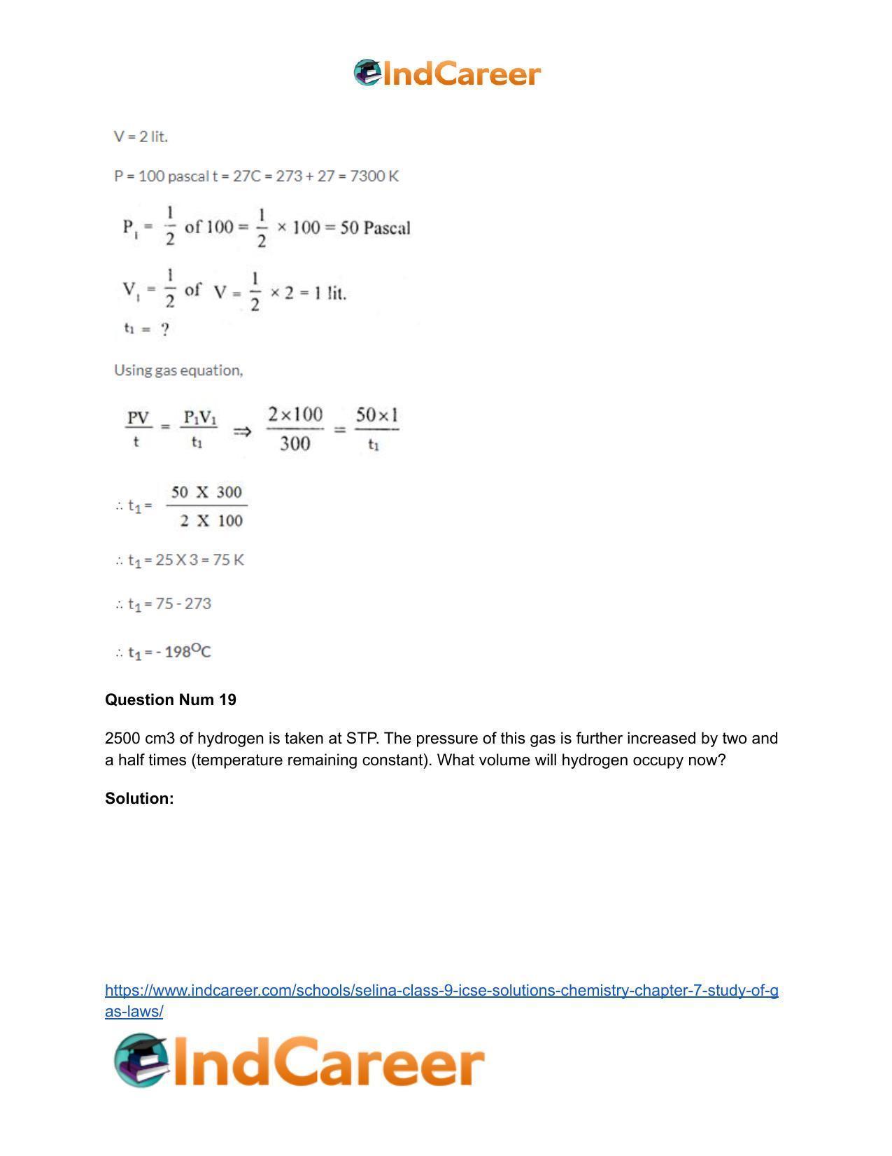 Selina Class 9 ICSE Solutions Chemistry : Chapter 7- Study of Gas Laws - Page 39