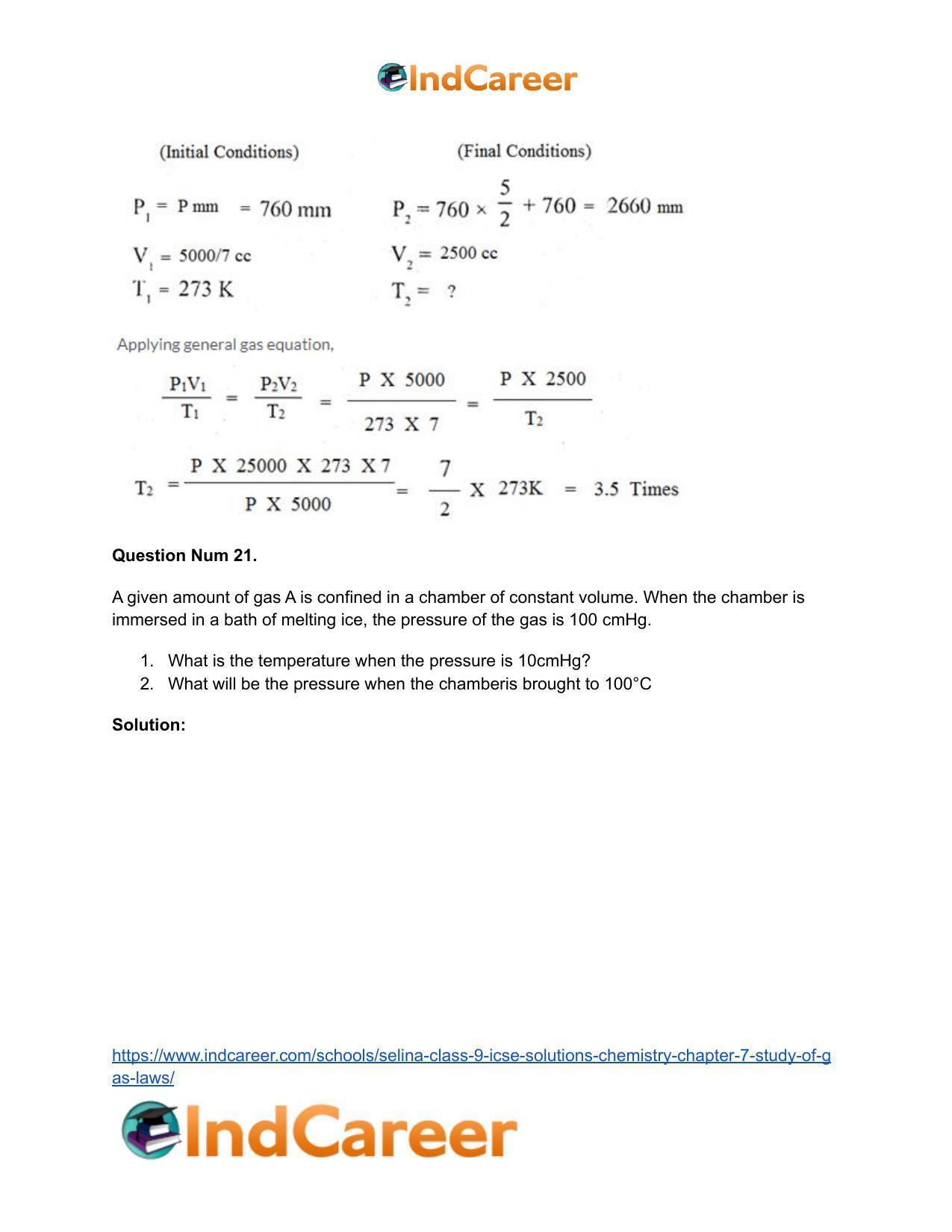 Selina Class 9 ICSE Solutions Chemistry : Chapter 7- Study of Gas Laws - Page 41