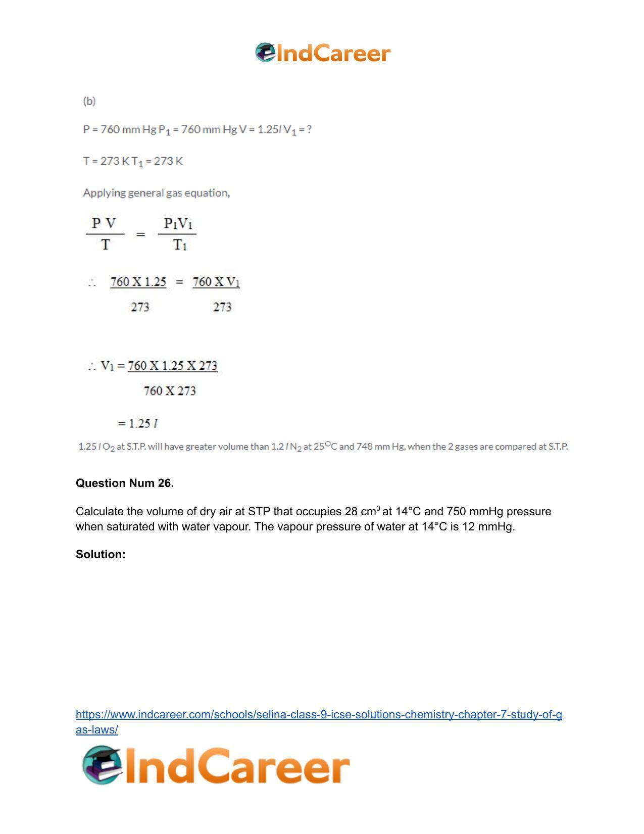 Selina Class 9 ICSE Solutions Chemistry : Chapter 7- Study of Gas Laws - Page 48