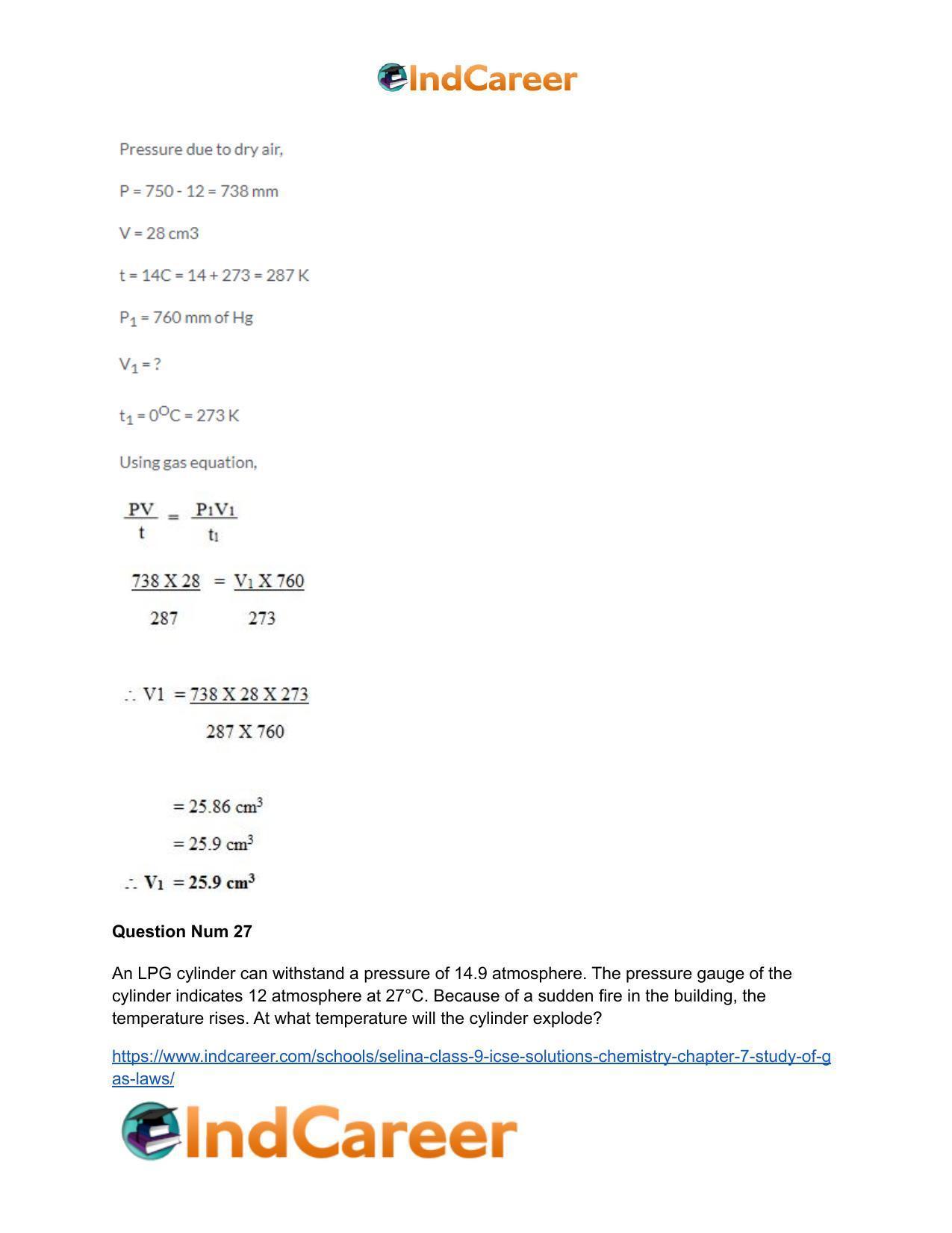 Selina Class 9 ICSE Solutions Chemistry : Chapter 7- Study of Gas Laws - Page 49