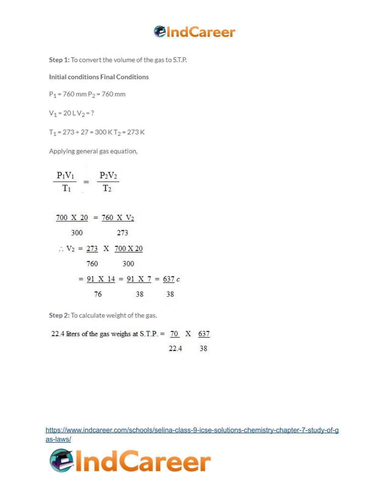Selina Class 9 ICSE Solutions Chemistry : Chapter 7- Study of Gas Laws - Page 51