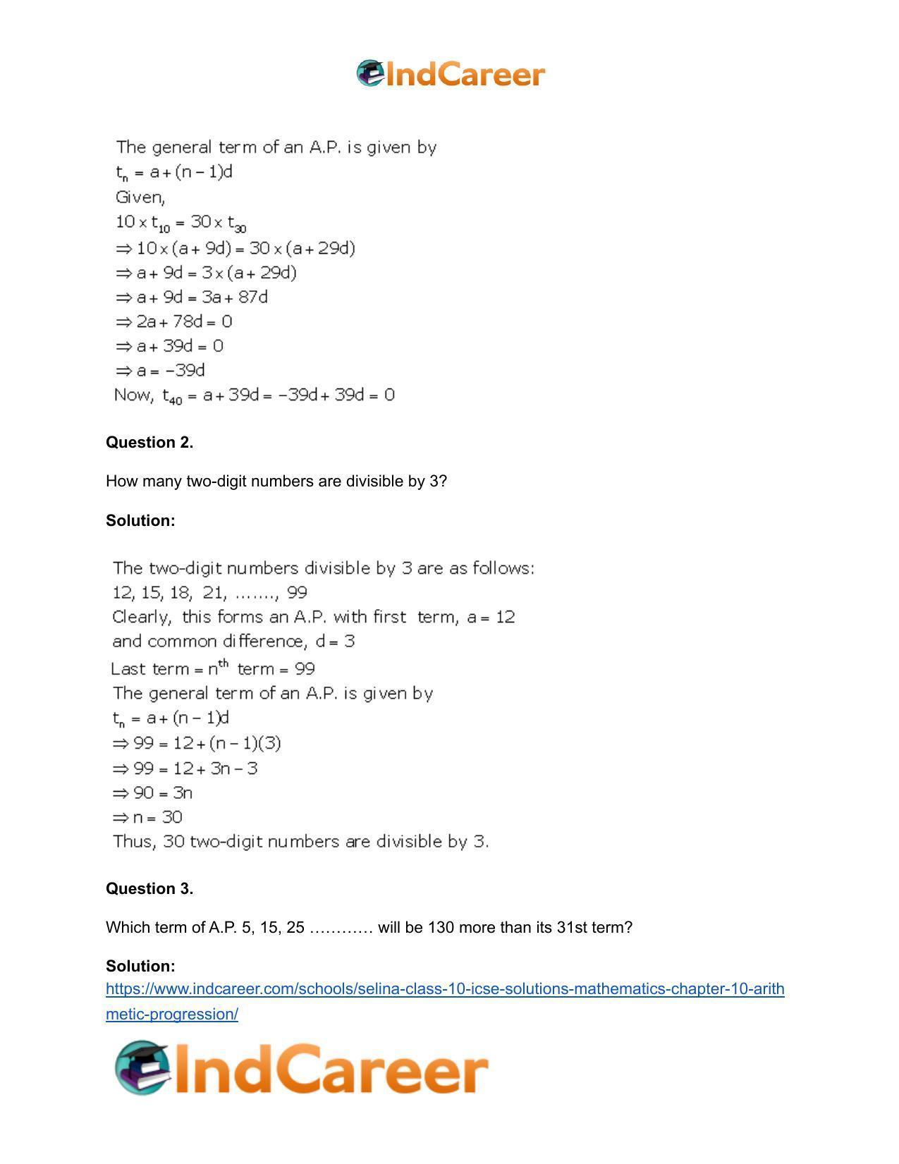 Selina Class 10 ICSE Solutions Mathematics : Chapter 10- Arithmetic Progression - Page 19