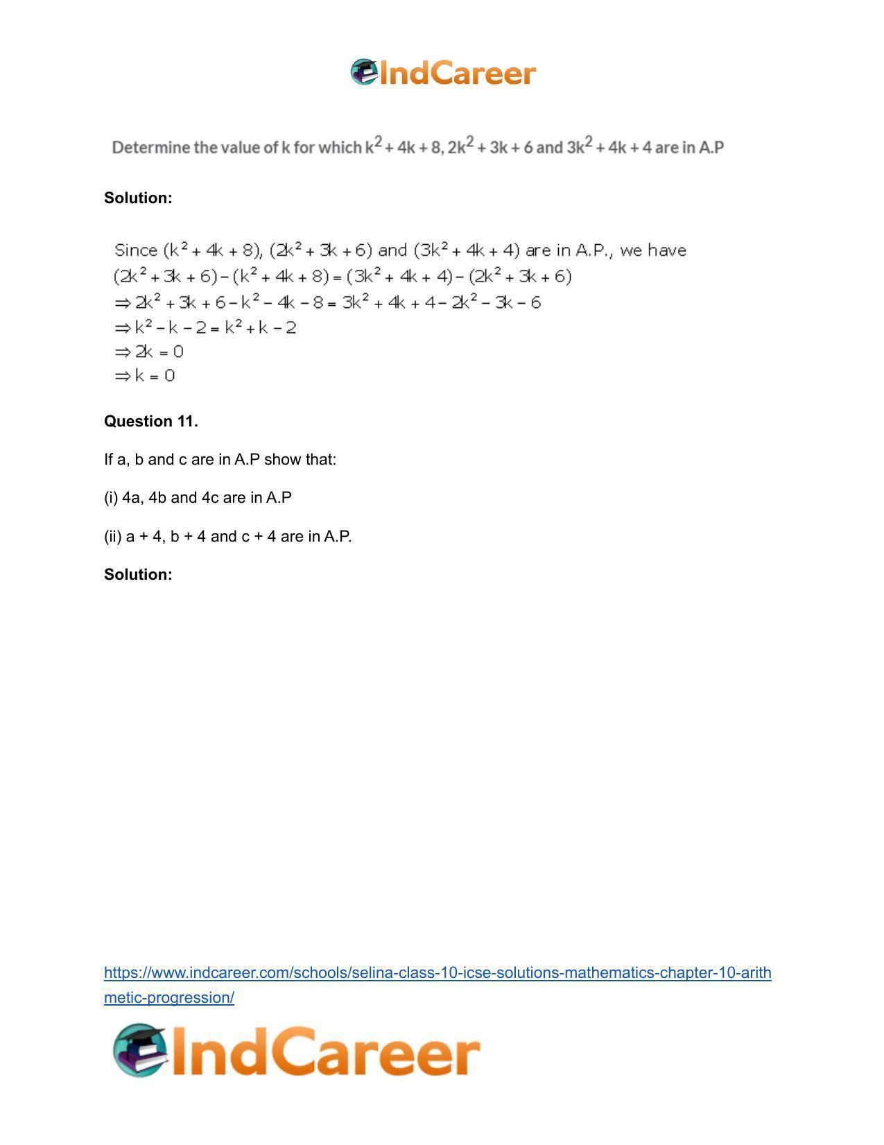 Selina Class 10 ICSE Solutions Mathematics : Chapter 10- Arithmetic Progression - Page 24