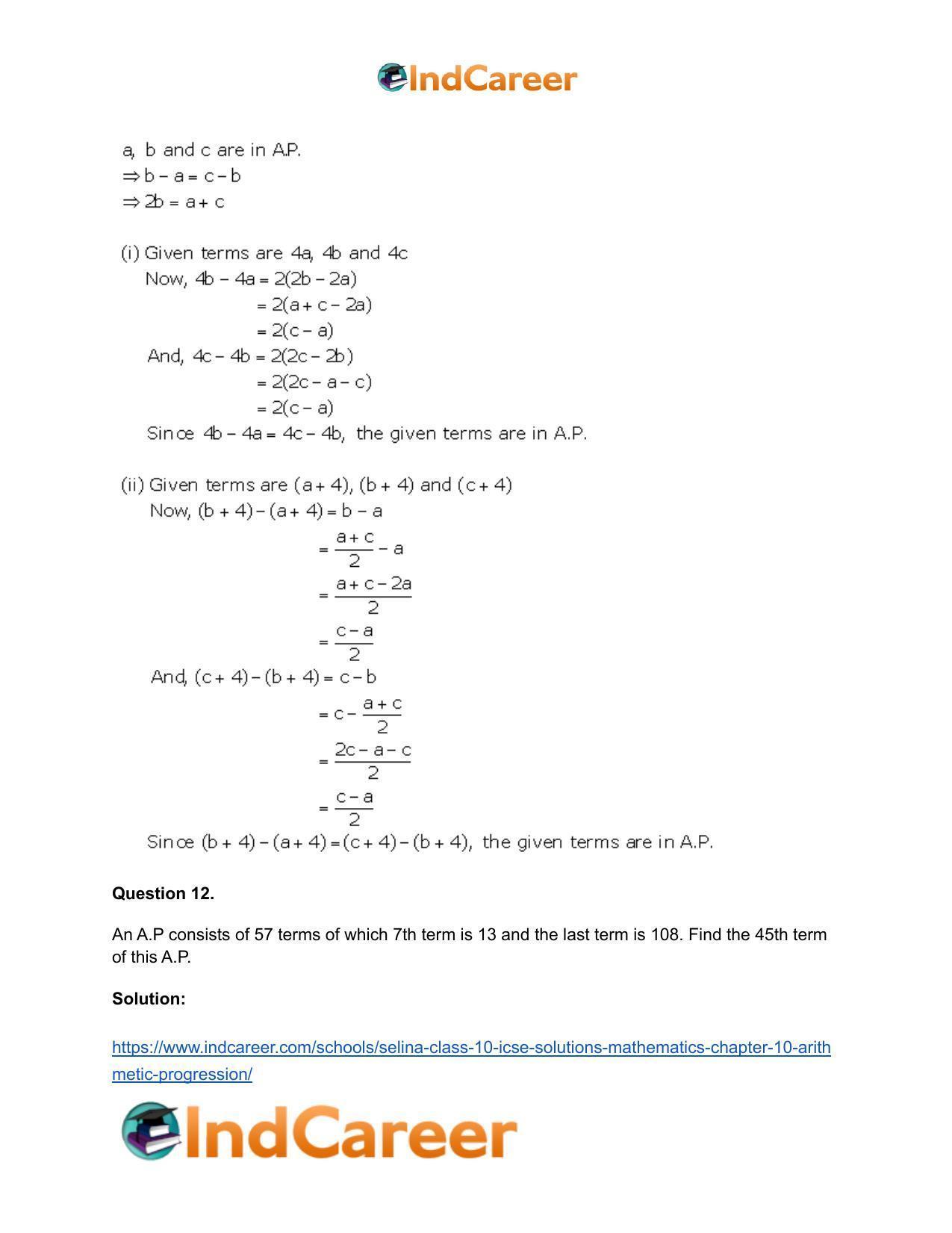 Selina Class 10 ICSE Solutions Mathematics : Chapter 10- Arithmetic Progression - Page 25