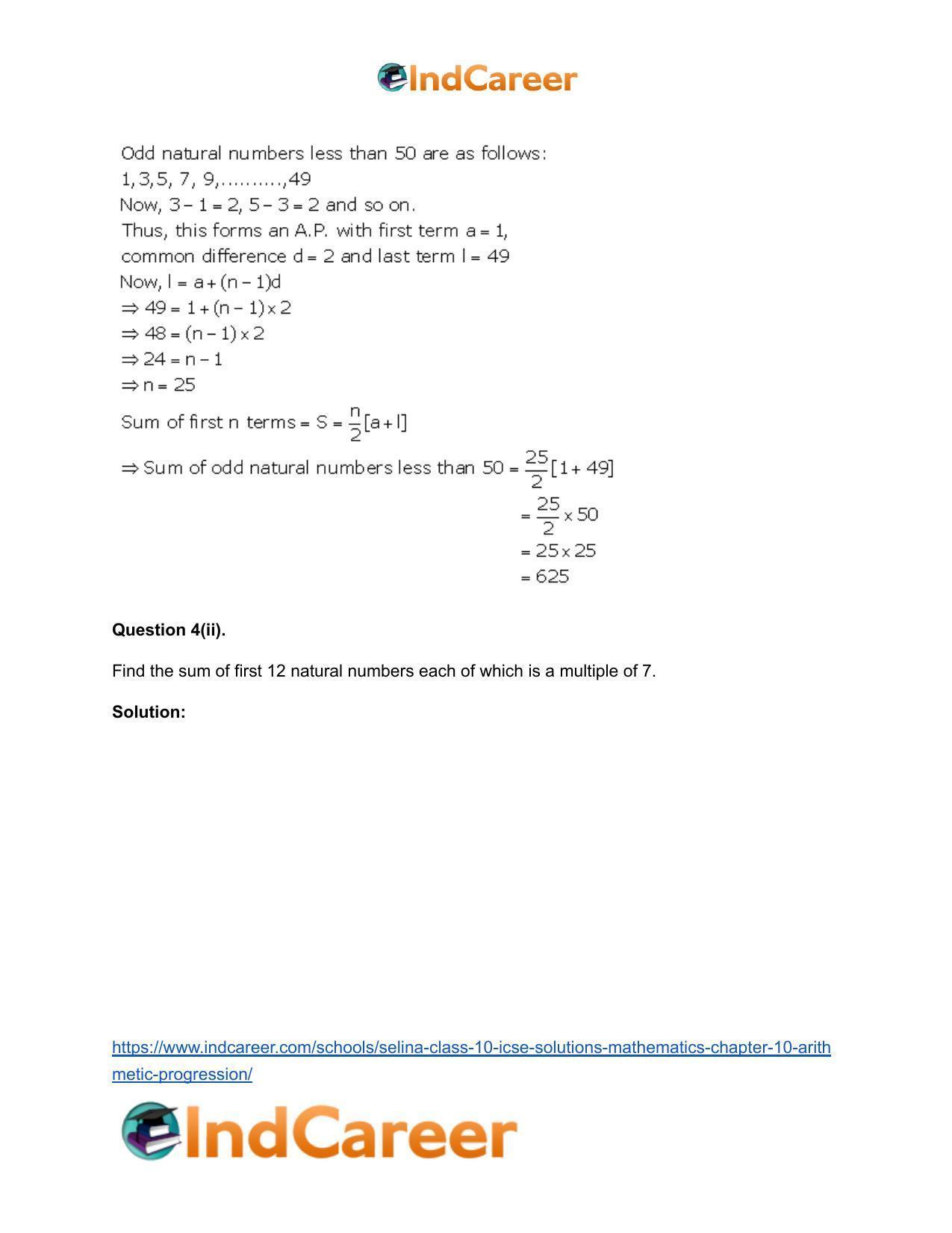 Selina Class 10 ICSE Solutions Mathematics : Chapter 10- Arithmetic Progression - Page 33