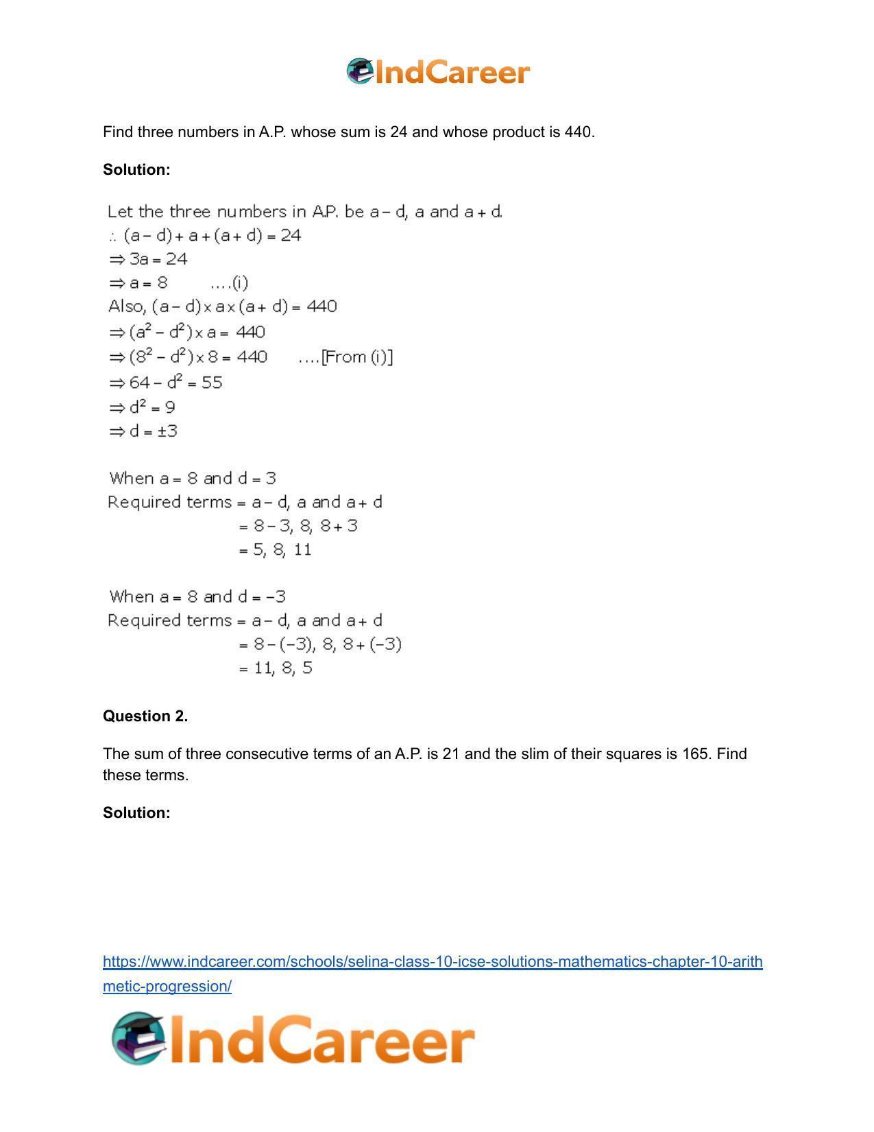 Selina Class 10 ICSE Solutions Mathematics : Chapter 10- Arithmetic Progression - Page 43