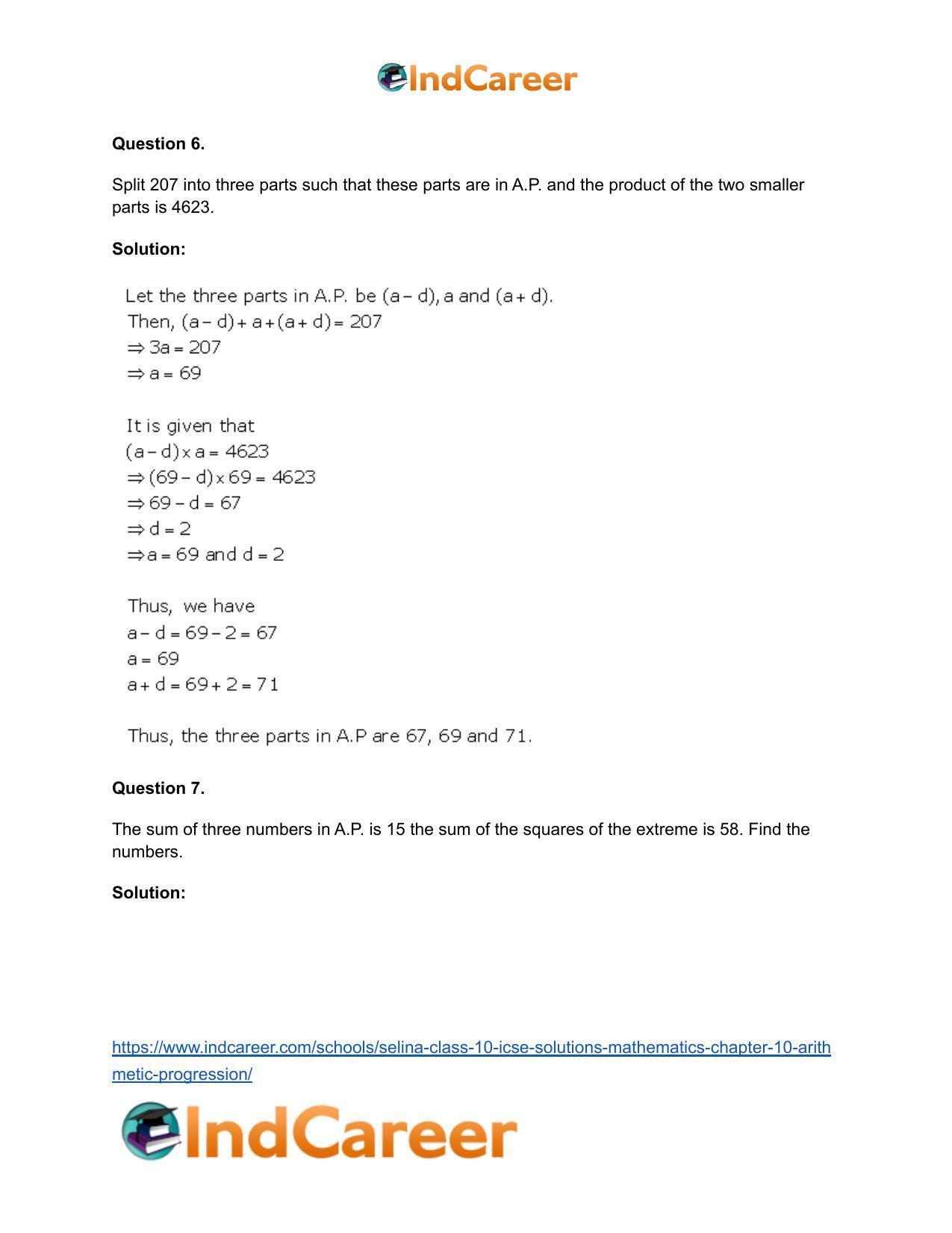 Selina Class 10 ICSE Solutions Mathematics : Chapter 10- Arithmetic Progression - Page 48