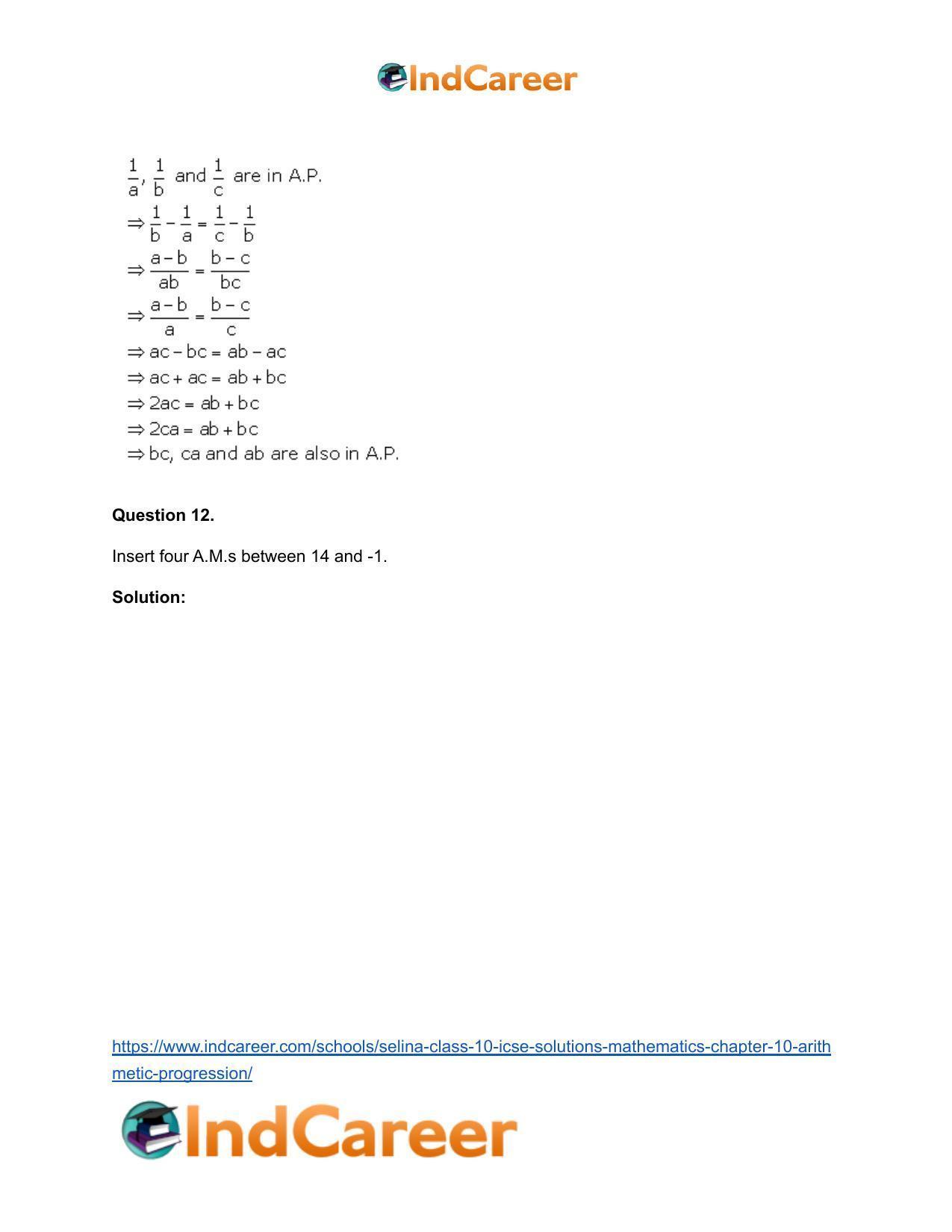 Selina Class 10 ICSE Solutions Mathematics : Chapter 10- Arithmetic Progression - Page 52