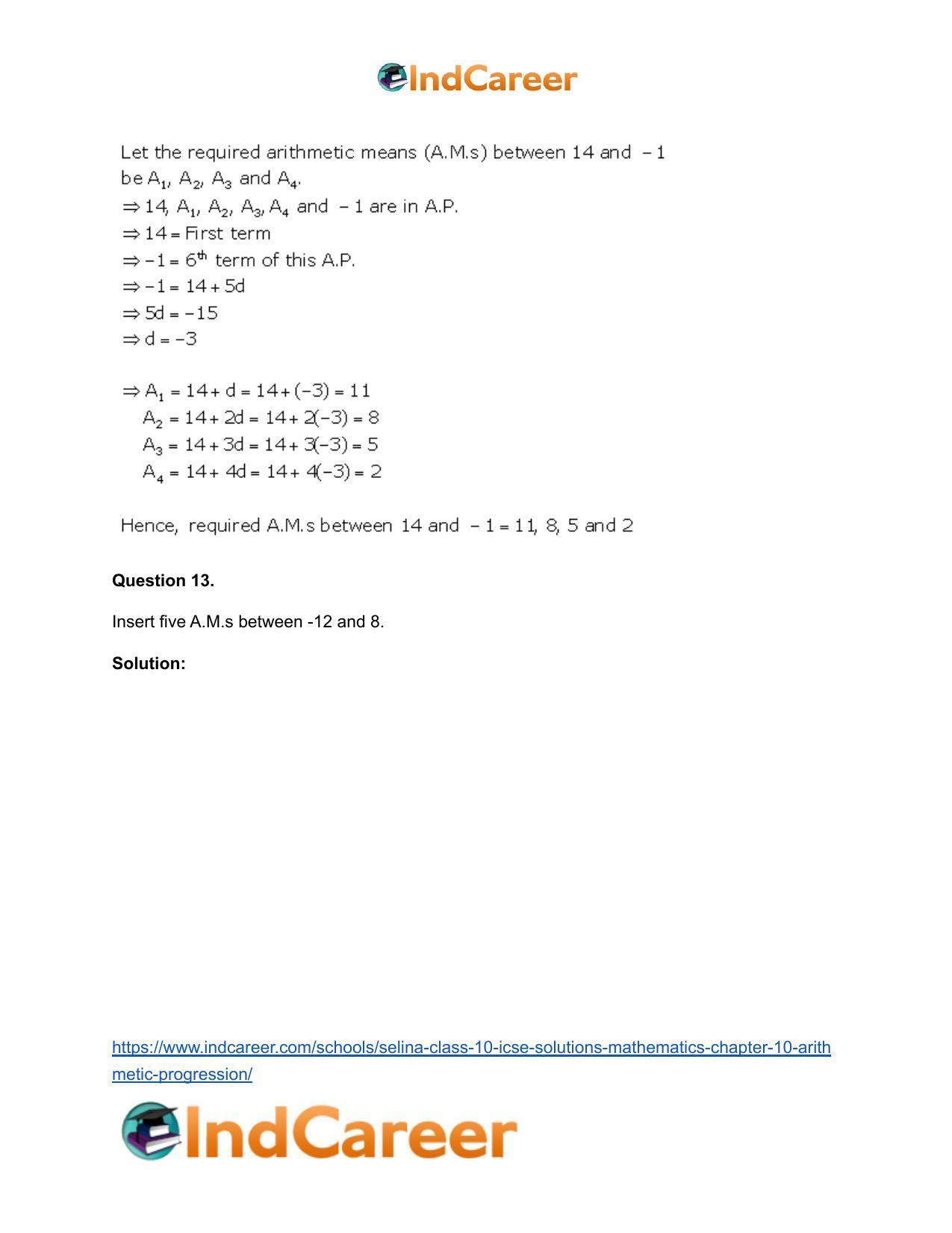 Selina Class 10 ICSE Solutions Mathematics : Chapter 10- Arithmetic Progression - Page 53