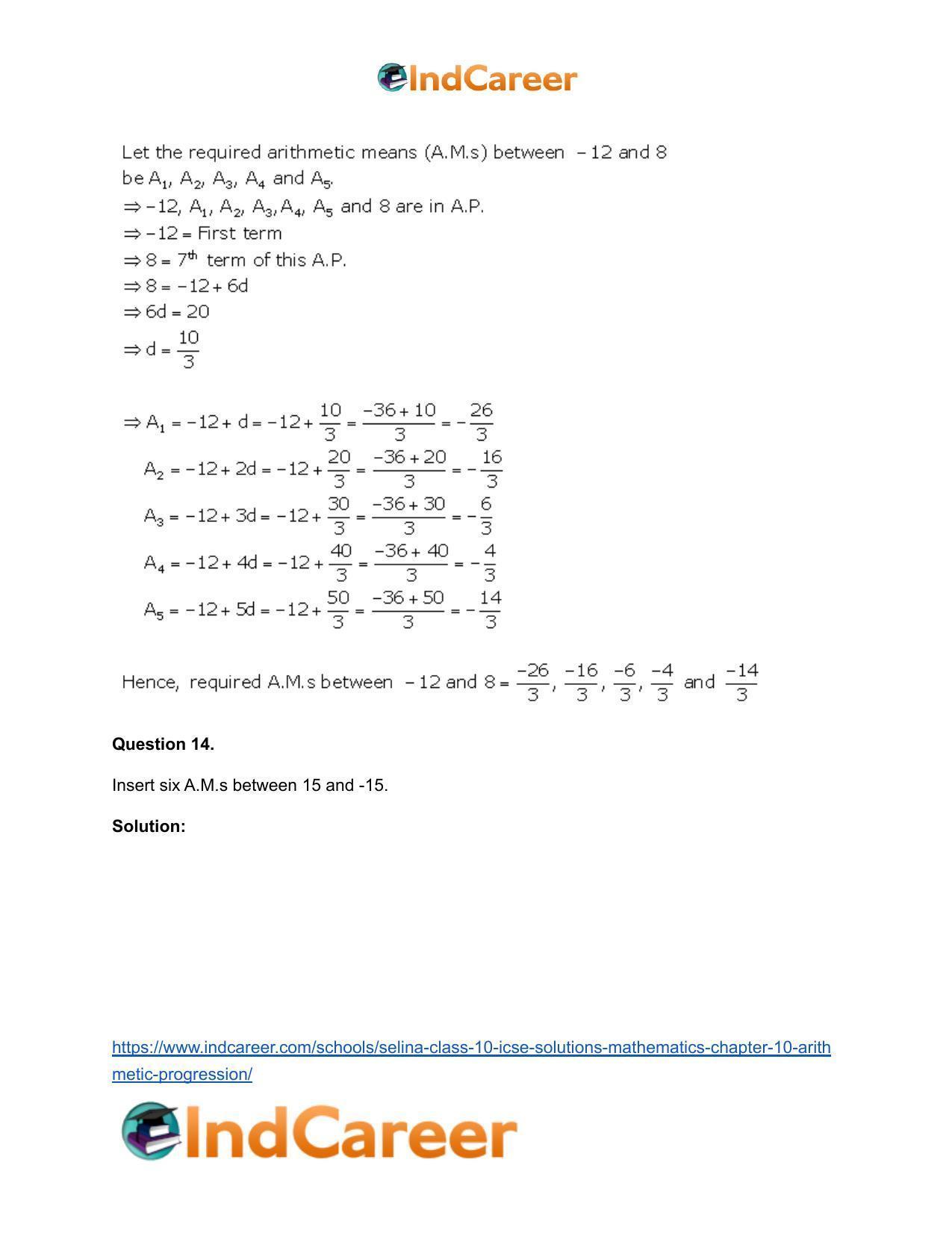 Selina Class 10 ICSE Solutions Mathematics : Chapter 10- Arithmetic Progression - Page 54