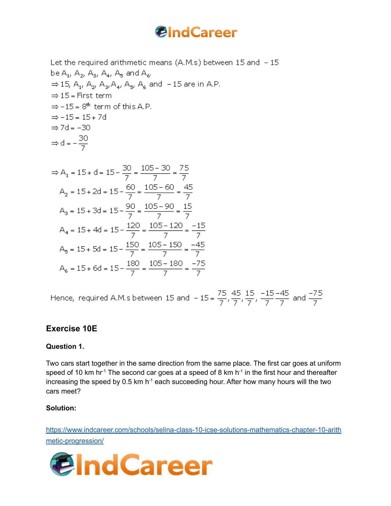 Selina Class 10 ICSE Solutions Mathematics : Chapter 10- Arithmetic Progression - Page 55