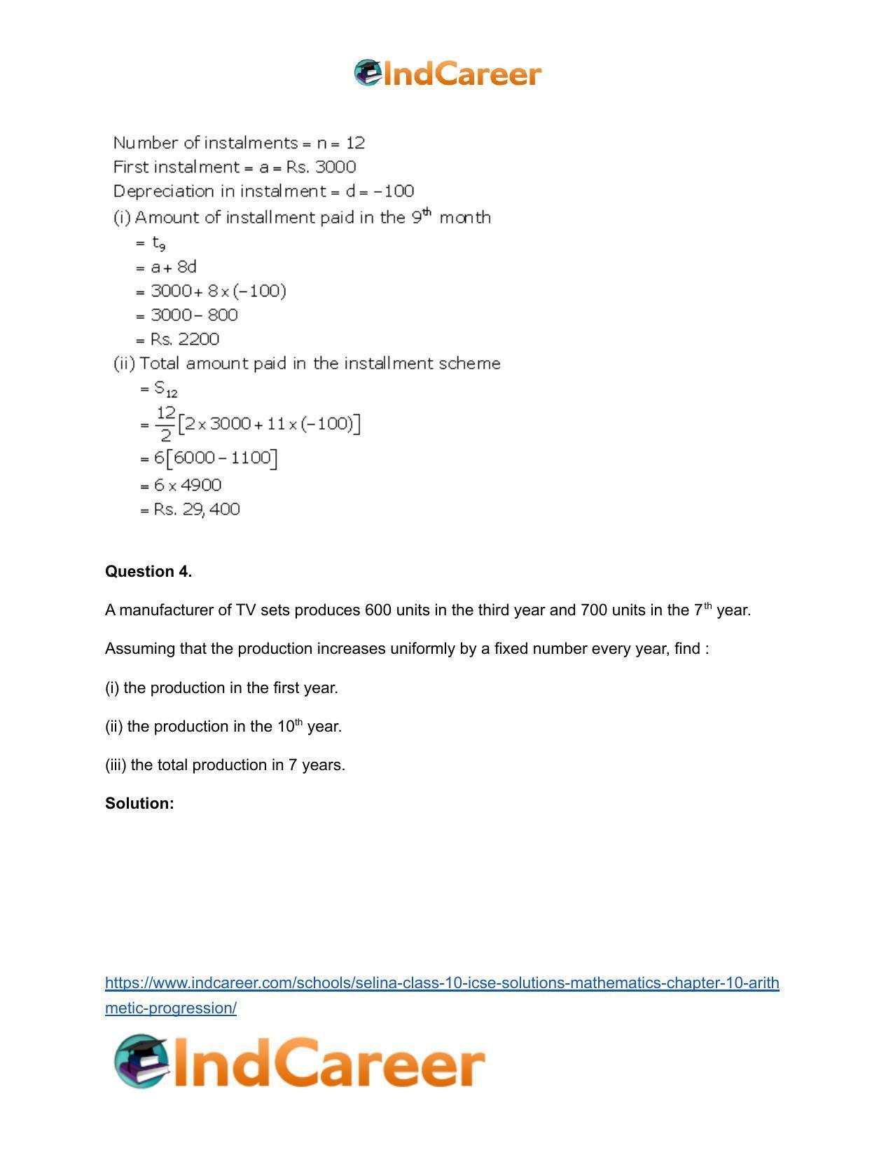 Selina Class 10 ICSE Solutions Mathematics : Chapter 10- Arithmetic Progression - Page 58