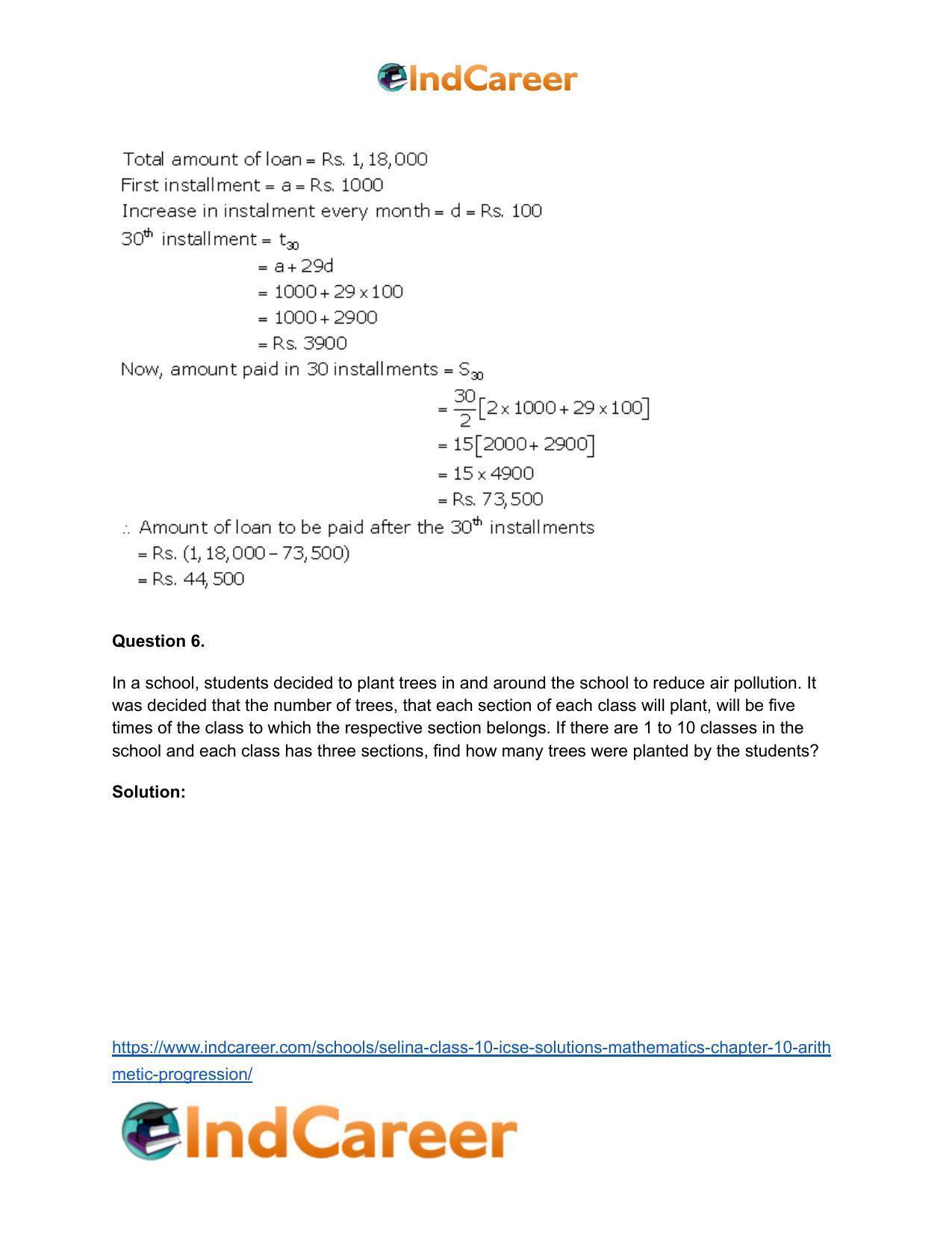 Selina Class 10 ICSE Solutions Mathematics : Chapter 10- Arithmetic Progression - Page 60
