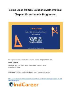 Selina Class 10 ICSE Solutions Mathematics : Chapter 10- Arithmetic Progression