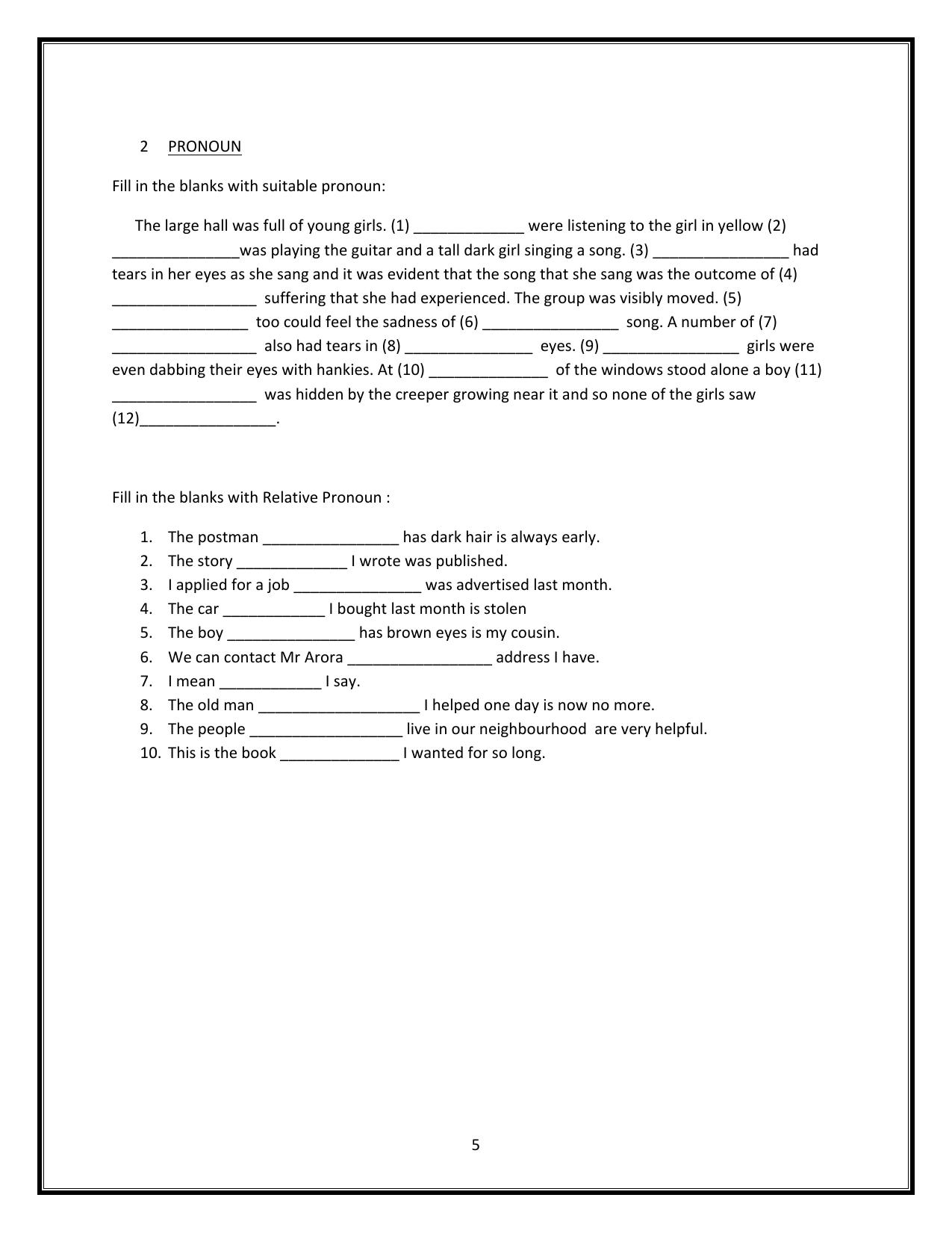 CBSE Worksheets for Class 6 English Assignment 5 - Page 5