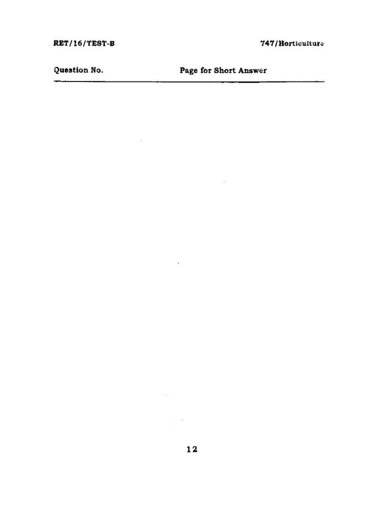 BHU RET (Agriculture) Horticulture 2016 Question Paper - Page 12