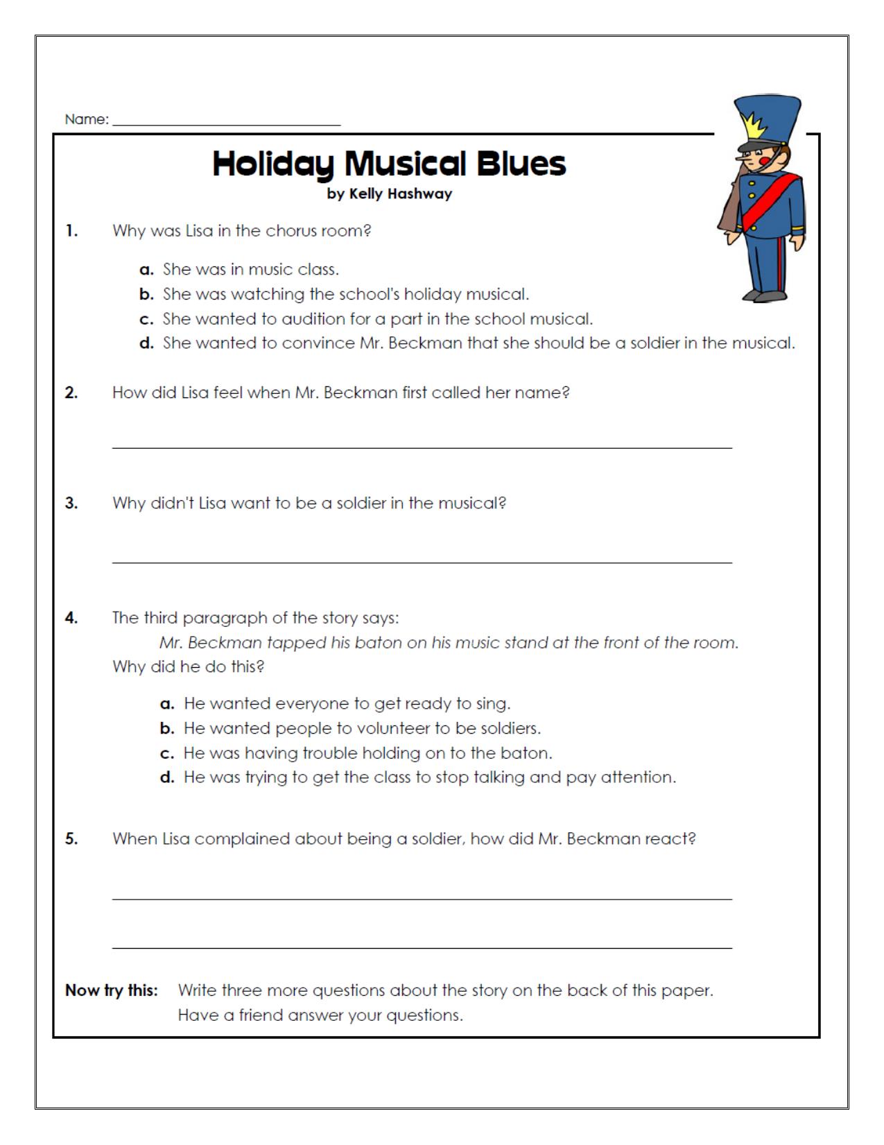 Worksheet for Class 5 English Musical Blues Assignment - Page 3
