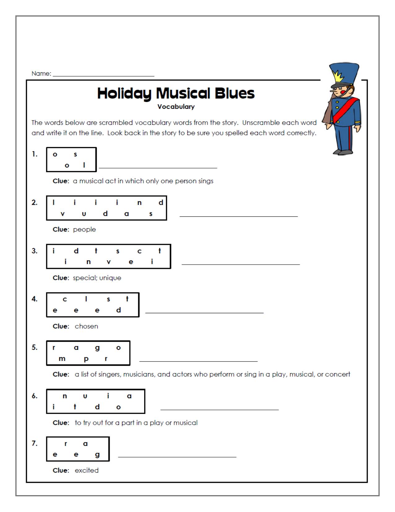 Worksheet for Class 5 English Musical Blues Assignment - Page 4