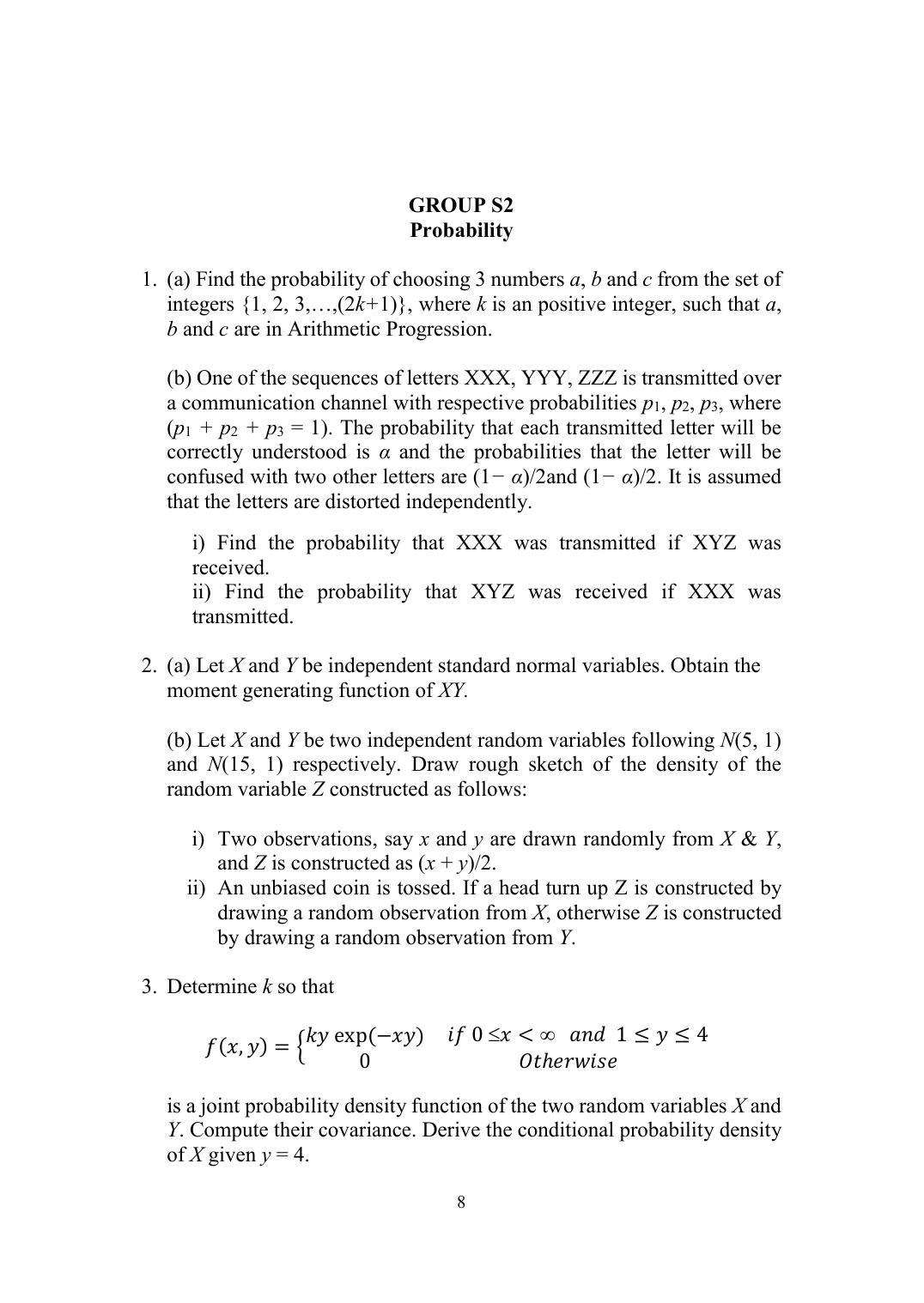 ISI Admission Test M.Tech (QROR) PQB 2016 Sample Paper - Page 9