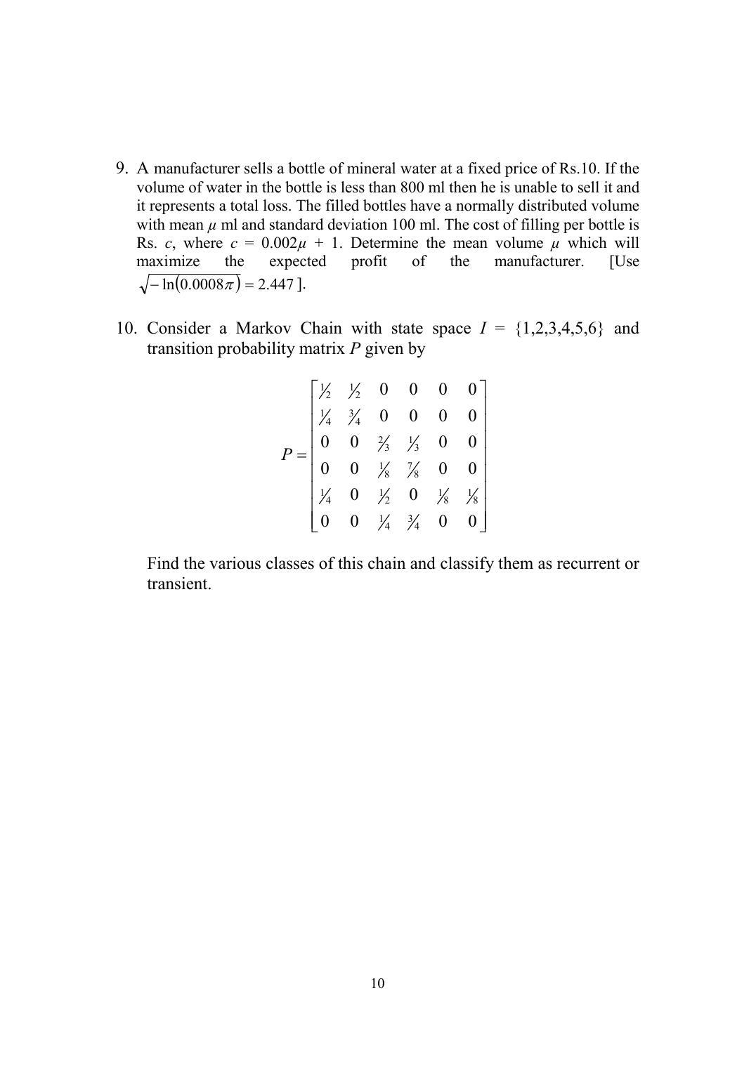 ISI Admission Test M.Tech (QROR) PQB 2016 Sample Paper - Page 11