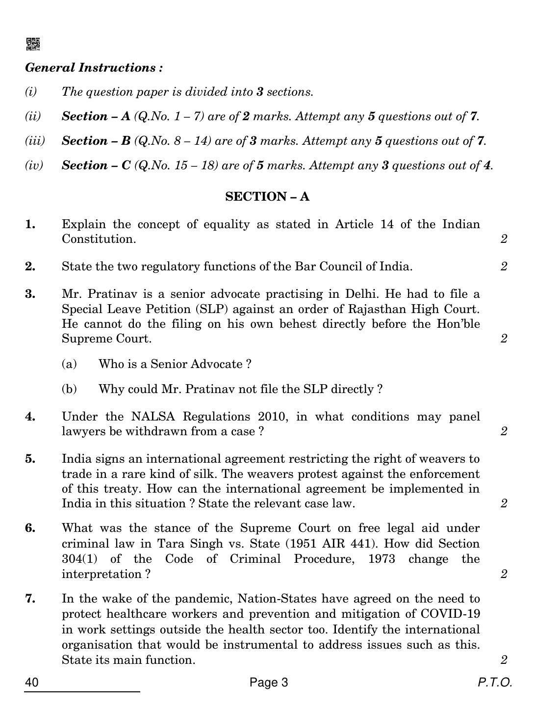 CBSE Class 12 40 LEGAL STUDIES 2022 Compartment Question Paper - Page 3