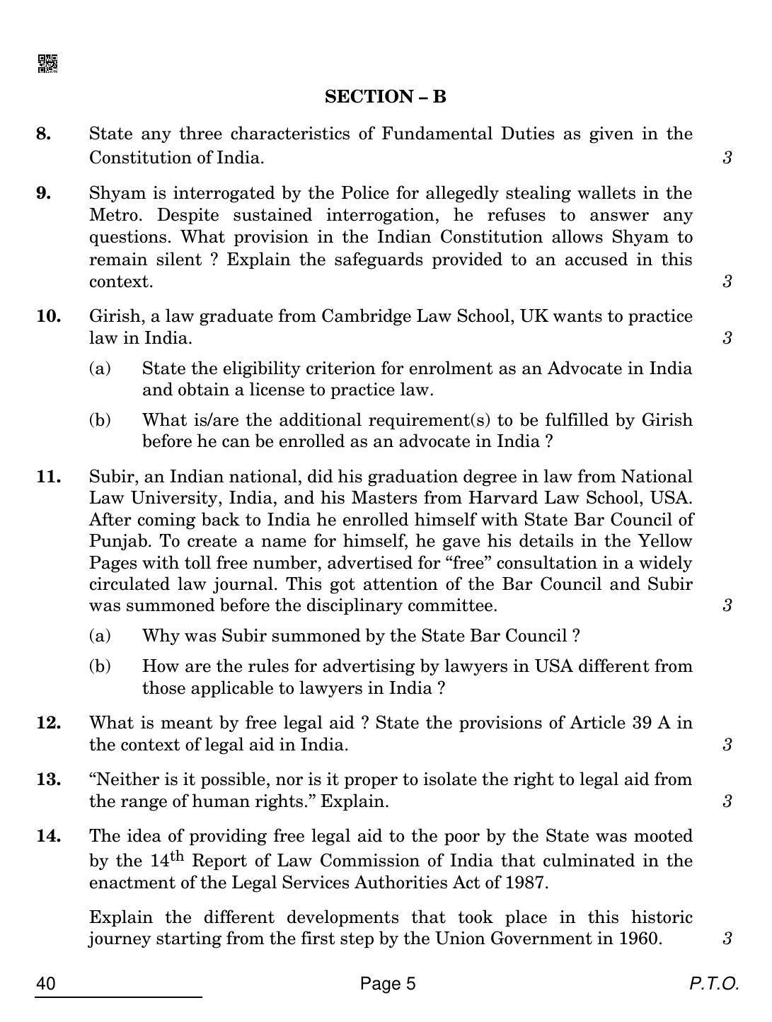 CBSE Class 12 40 LEGAL STUDIES 2022 Compartment Question Paper - Page 5