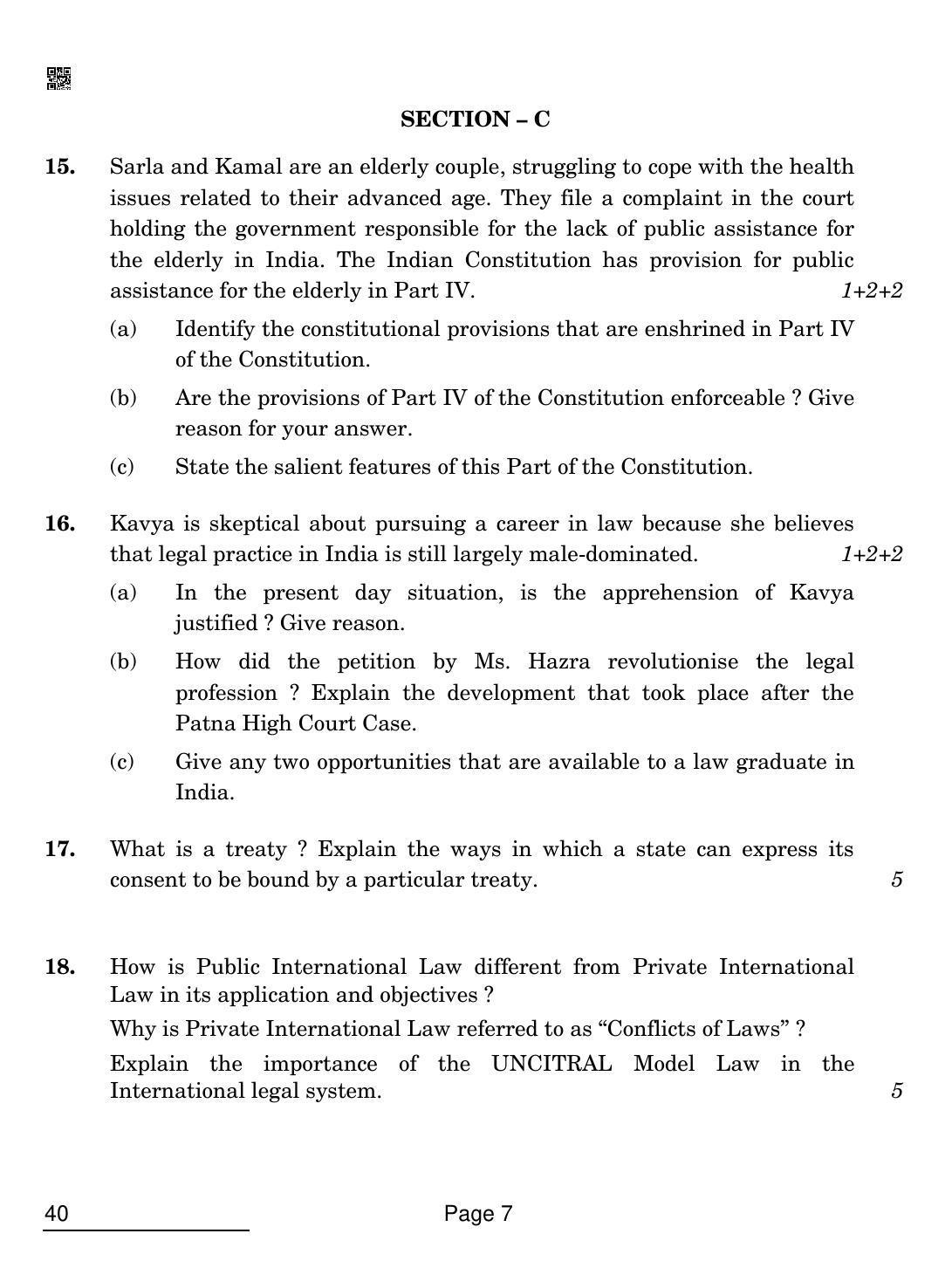 CBSE Class 12 40 LEGAL STUDIES 2022 Compartment Question Paper - Page 7