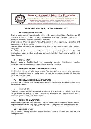 KLEEE M.TECH (CSE) Syllabus