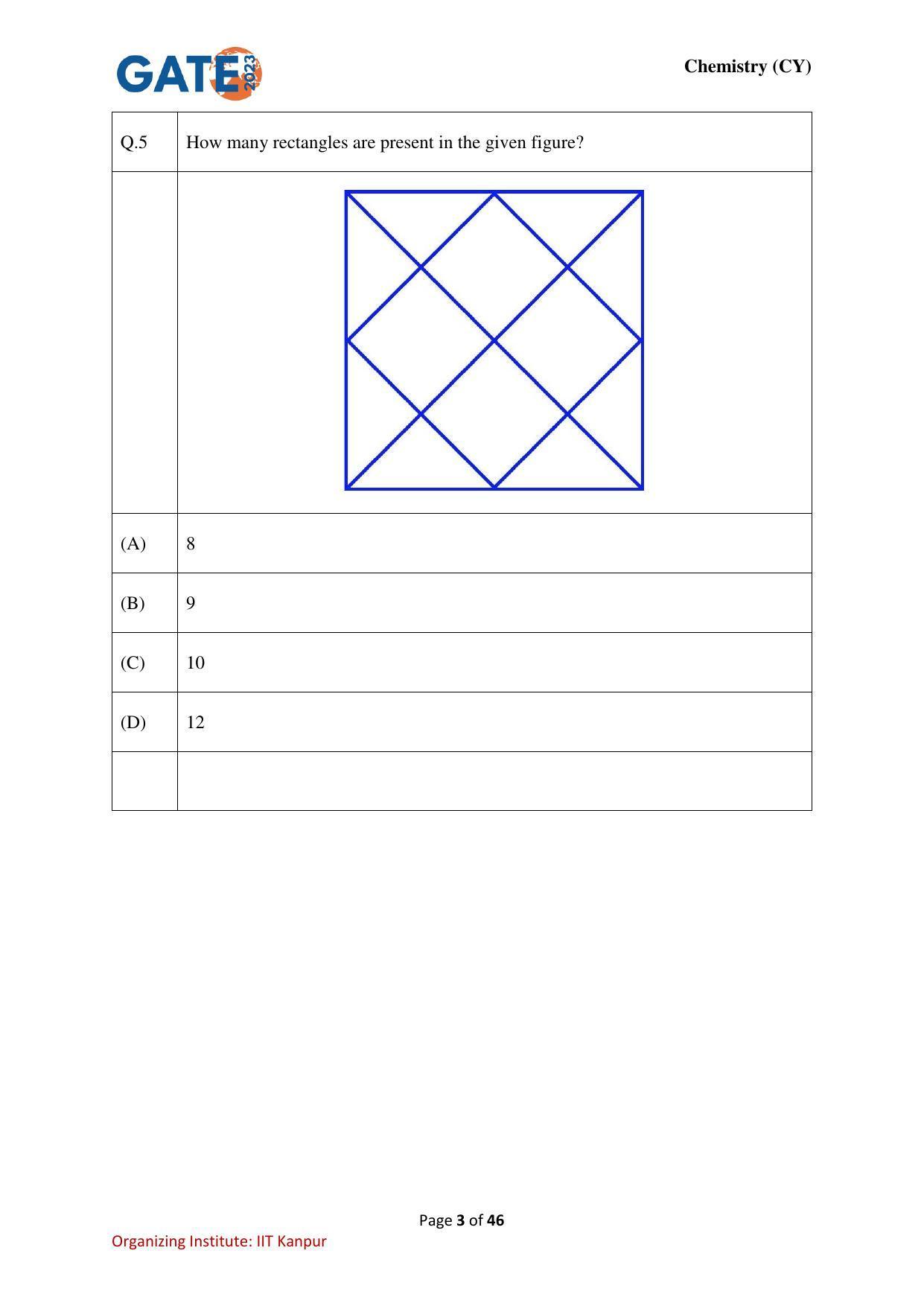 GATE 2023 Chemistry (CY) Question Paper - Page 3